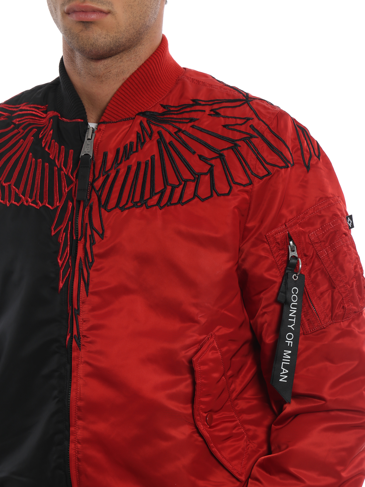 Bombers Marcelo Burlon - Wings Alpha Ma-1 black and red bomber