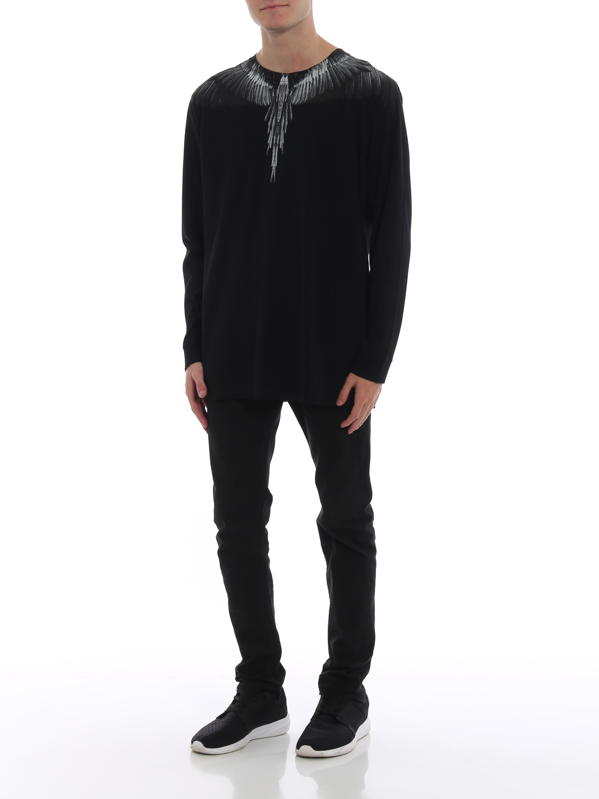 Marcelo Burlon County Of Milan Black and light grey Wings long 
