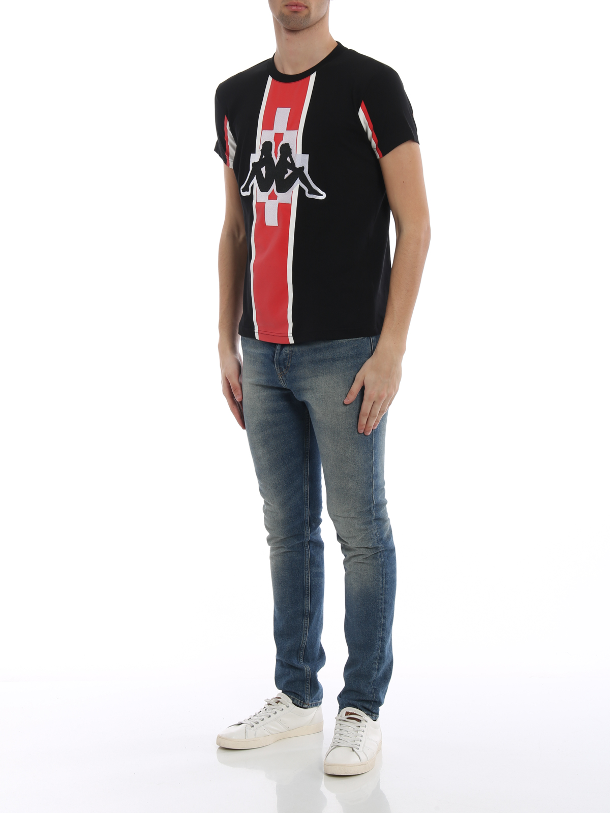 kroeg Discrimineren maximaliseren T-shirts Marcelo Burlon - Kappa Stripe jersey T-shirt - CMAA051S186850541020