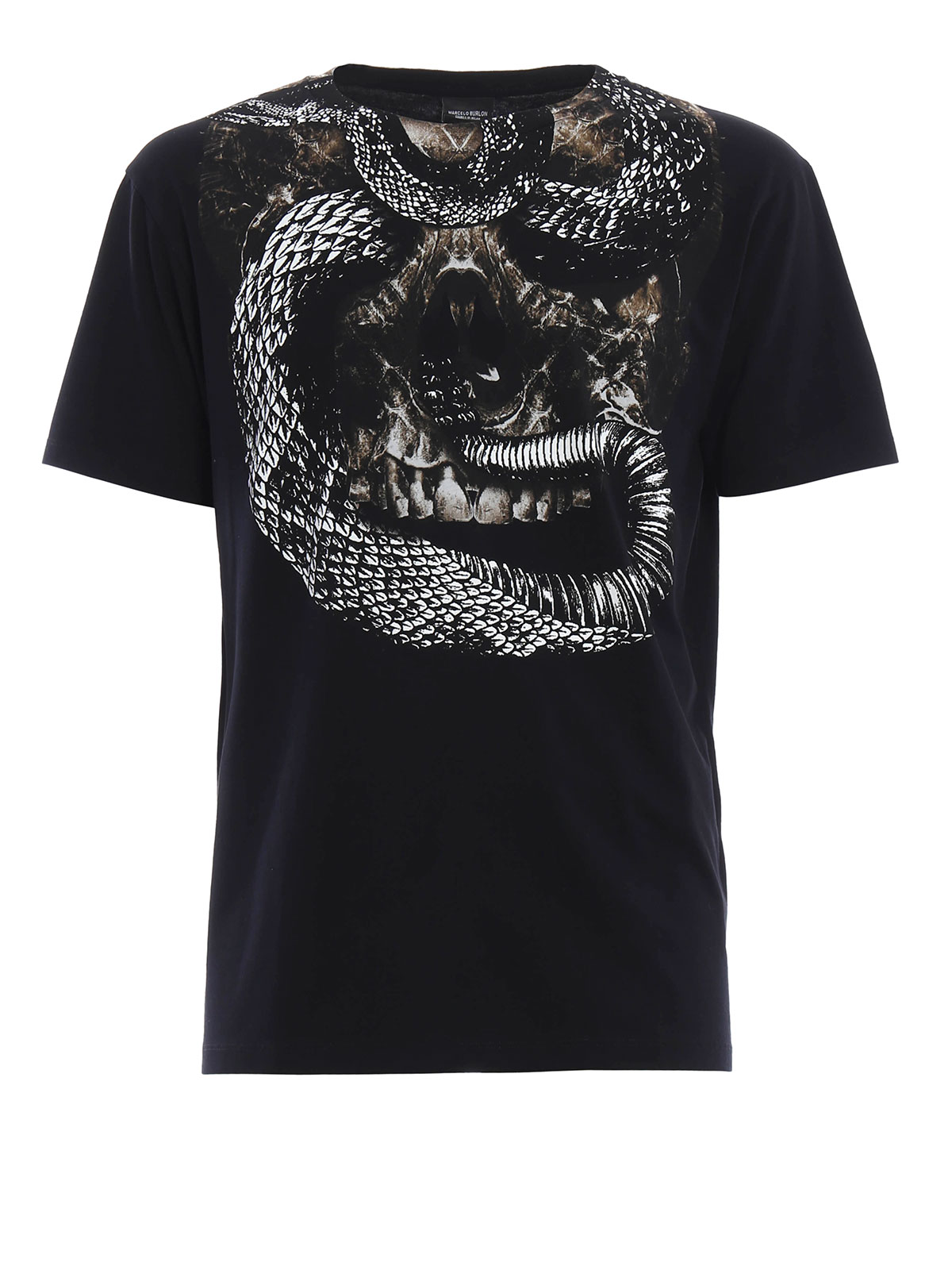 トップス Marcelo burlon red medusa print tee Men's Wings T-Shirt // White + Gray + Red (L) - Marcelo