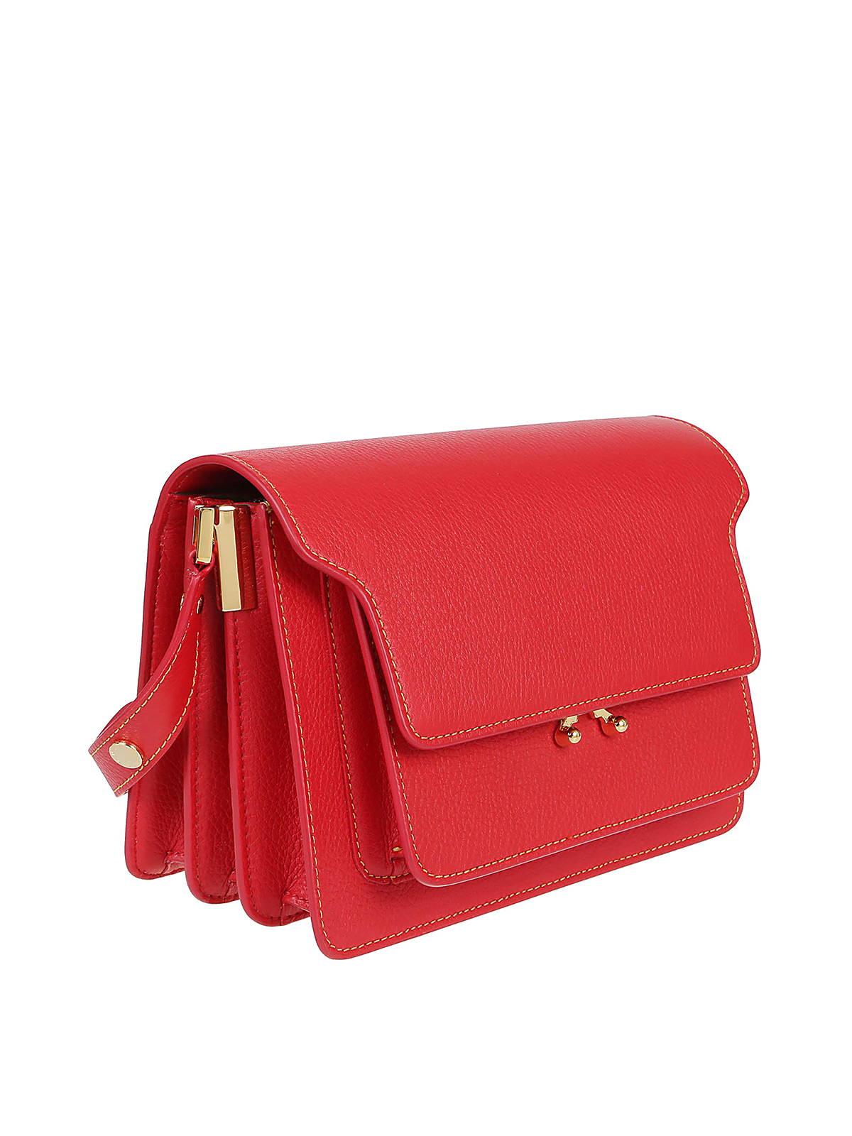 Shoulder bags Marni - Red hammered leather Trunk bag -