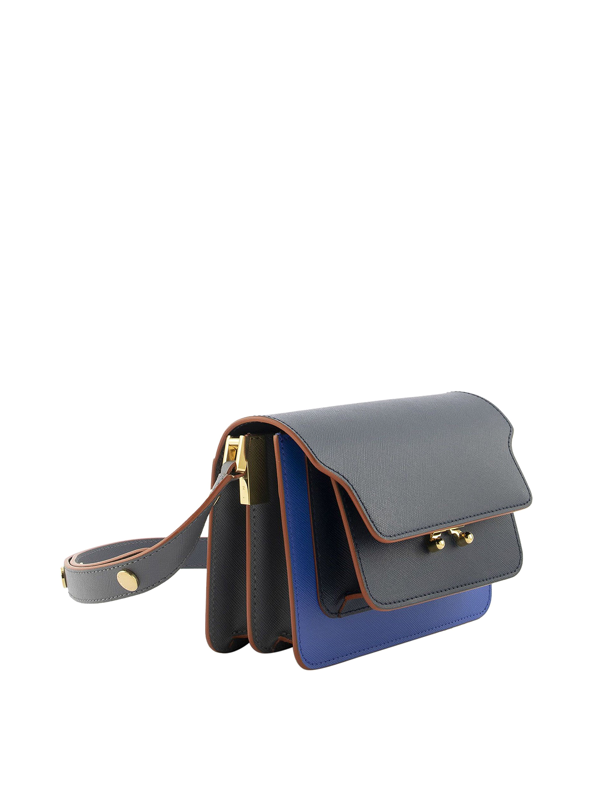 Trunk Mini Leather Shoulder Bag in Blue - Marni