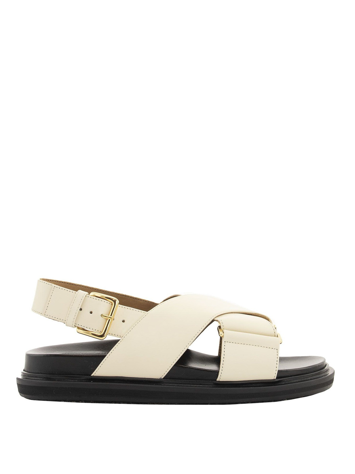 Marni Leather Criss Cross Sandals In Blanco