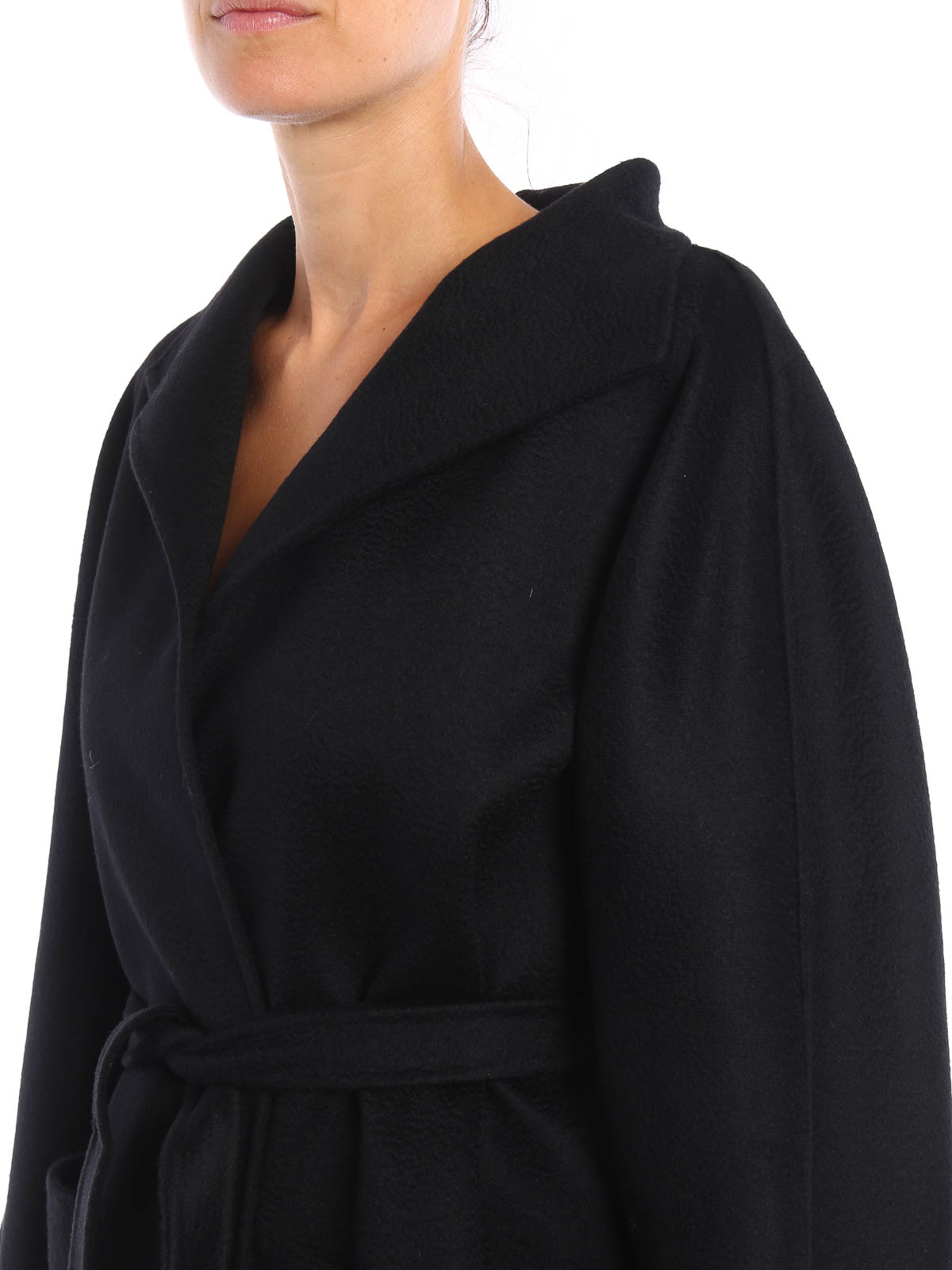 【関税&送料込】Max Mara Black Cashmere Lilia Coat Midi cashmere cardigan coat, black | 