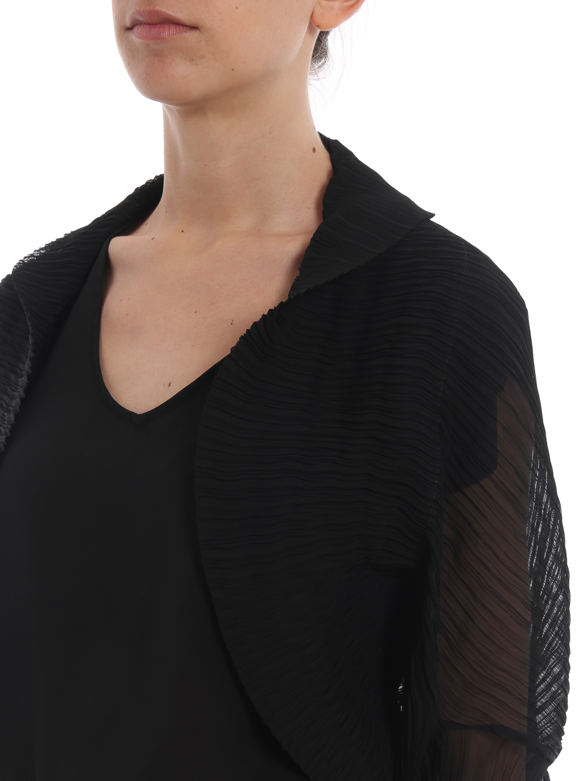 Max Mara VESUVIO ケープ Max Mara Vesuvio black pleated crepe cape - Black