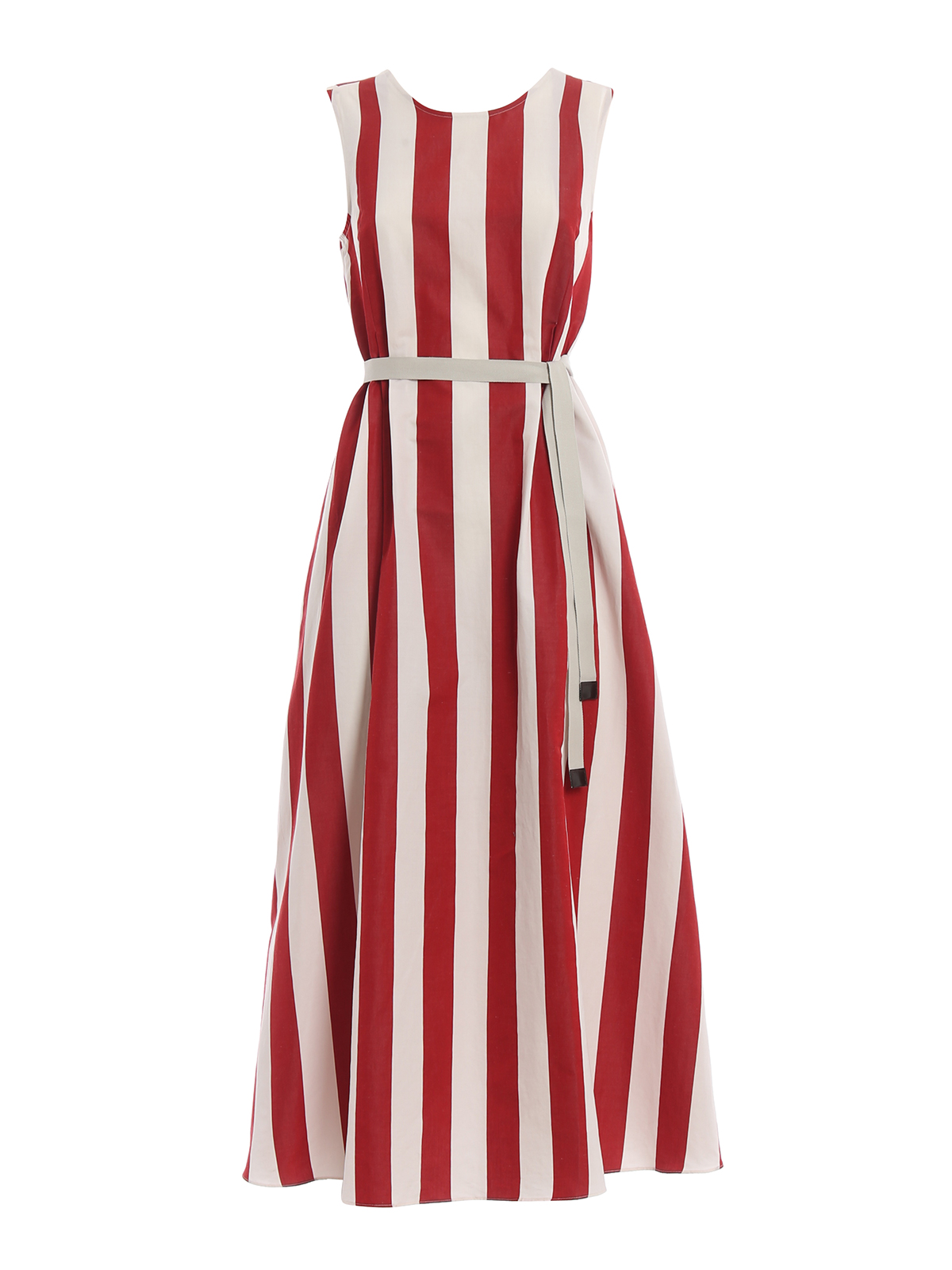 Max Mara Boccale striped ramie cotton dress - Red|92214392000003