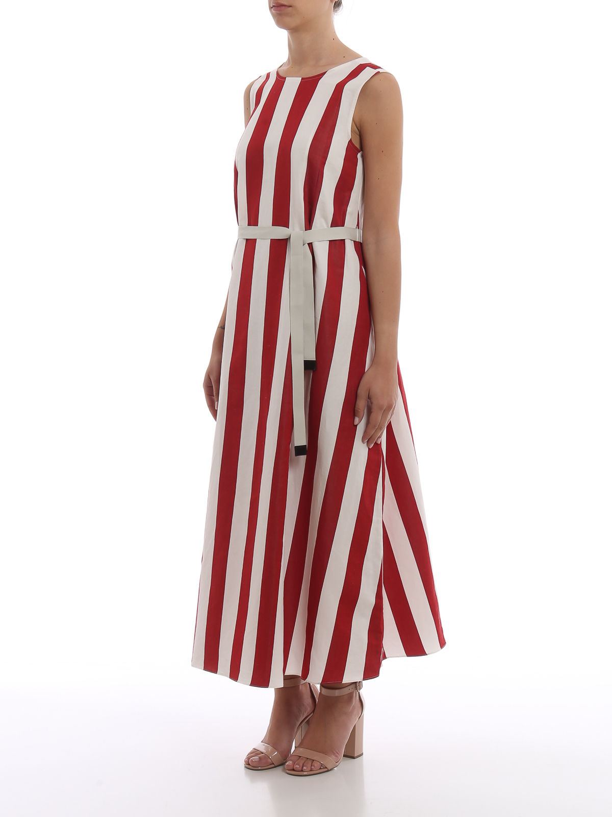 Max mara red discount and white striped dress