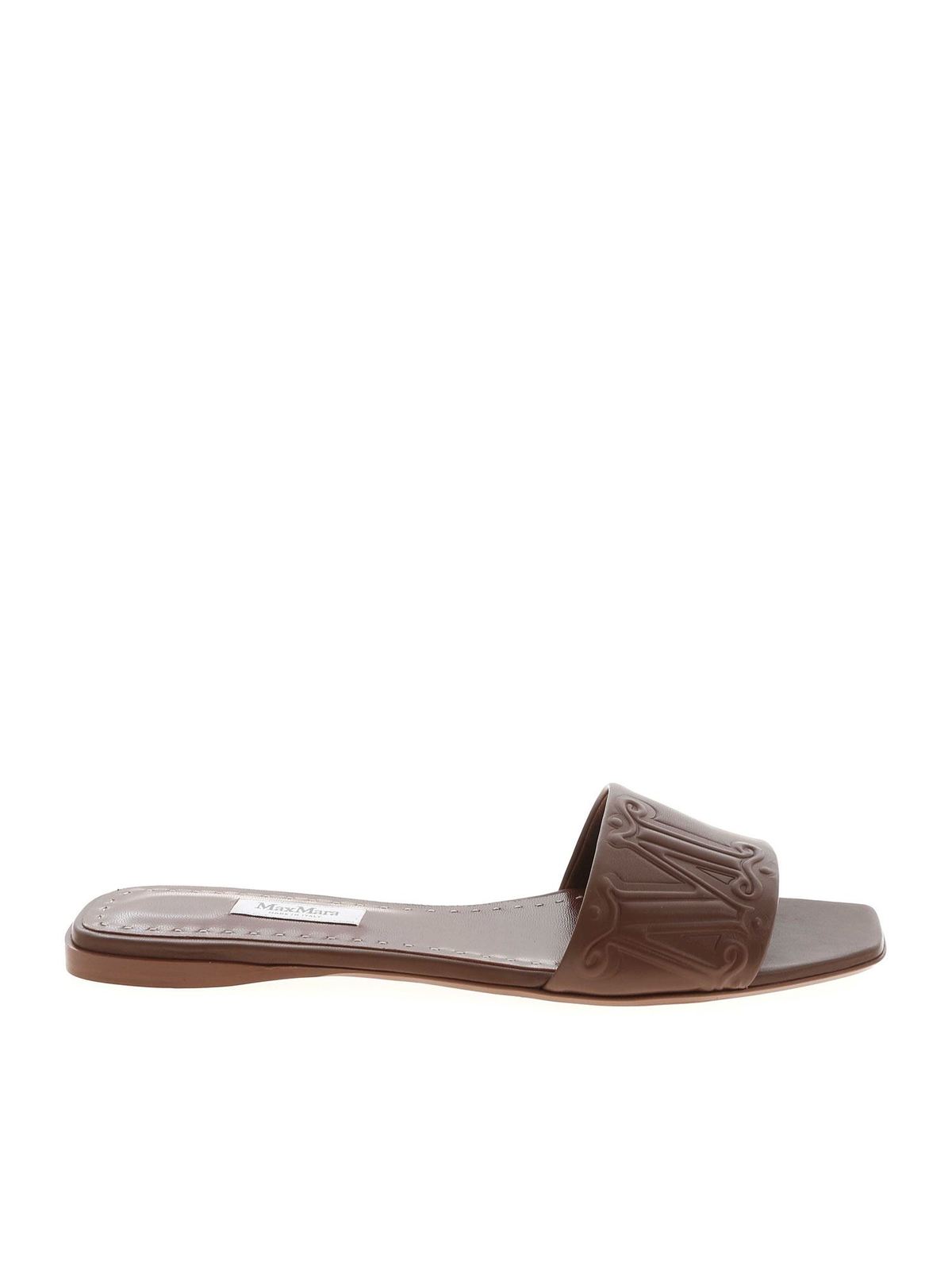 Max Mara Flat leather slides - Brown - Women | 452111116056