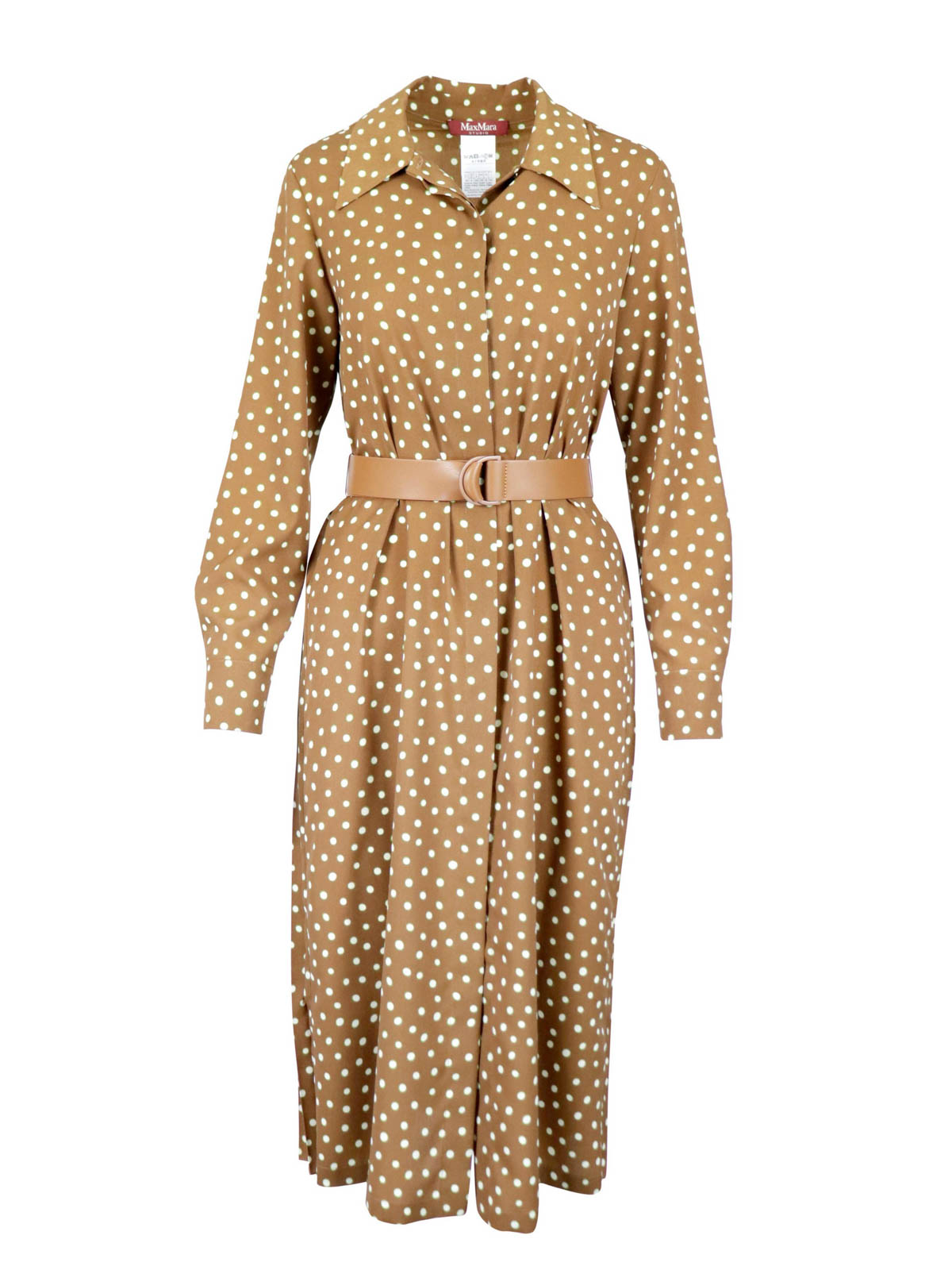max studio brown dress MAX Studio women's brown crepe button detail