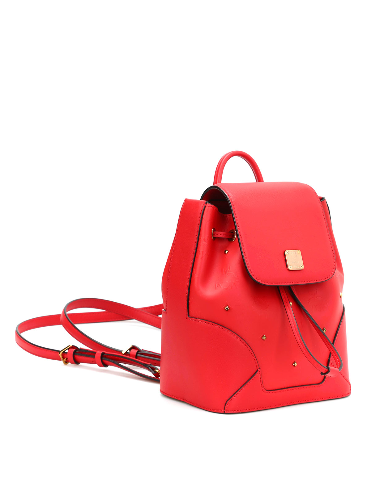 MCM Claudia Red Leather Backpack Mcm Claudia Studs studded backpack - Red - Women|MWK6ACA04RU001 main image 4