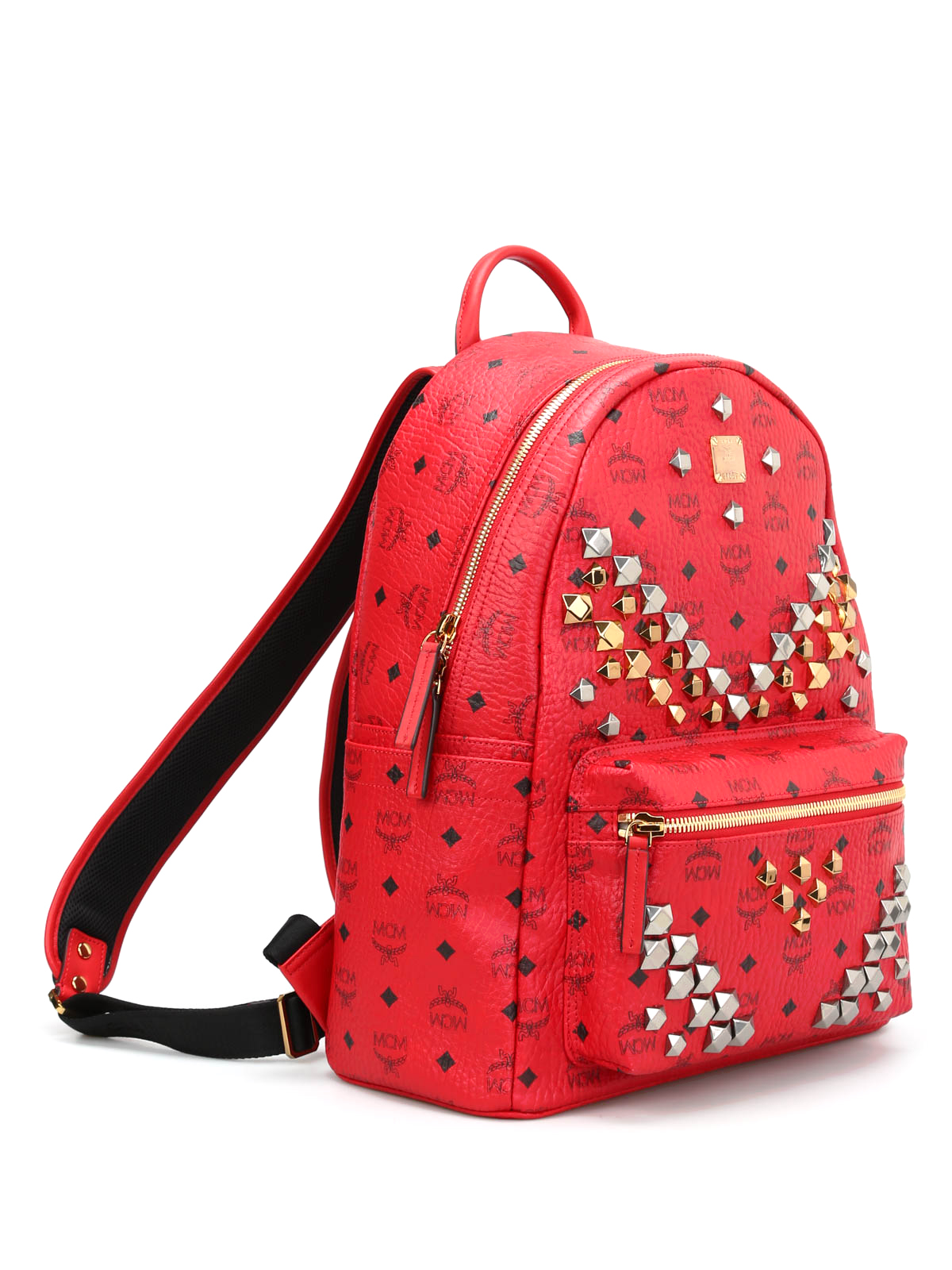 Mcm red clearance studded backpack