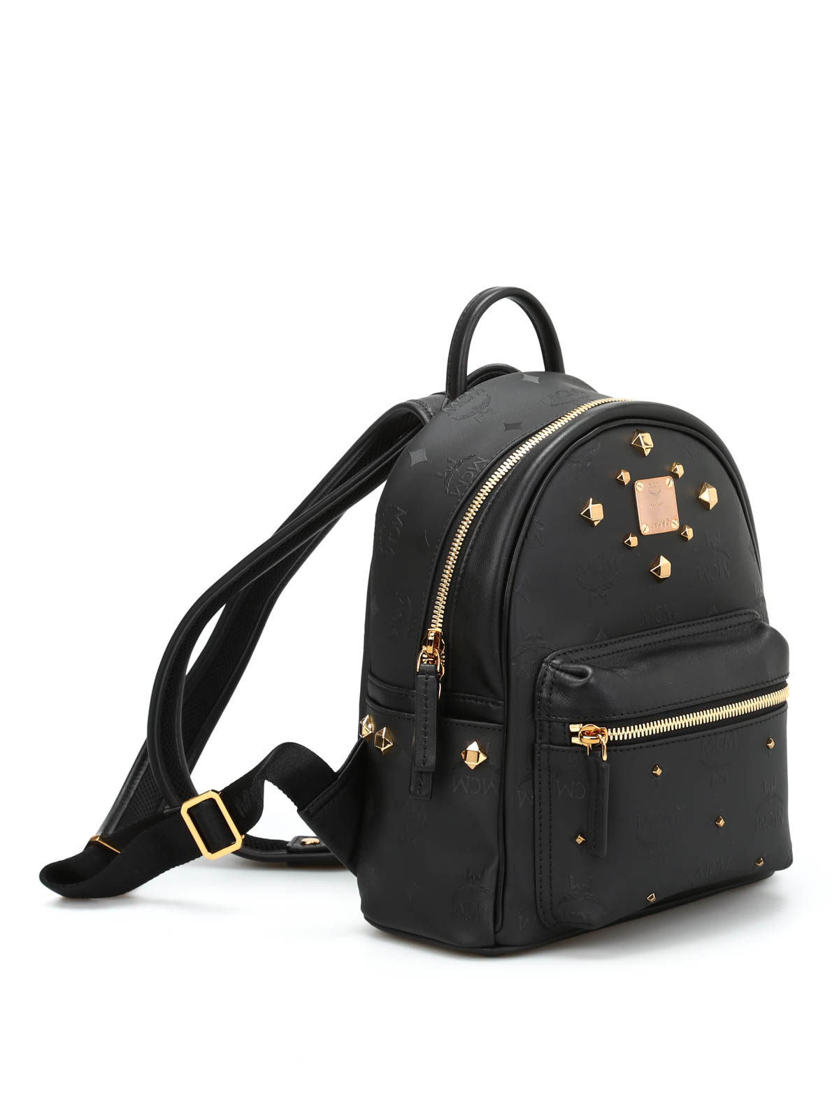 Mini black MCM studded backpack