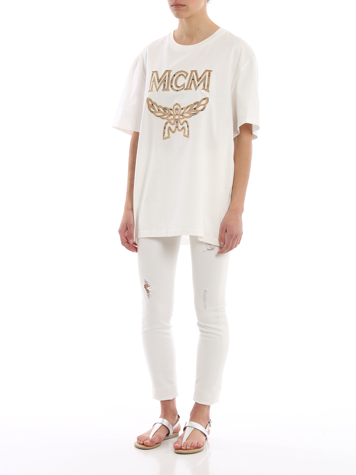 MCM★素敵！ Brass Plate T-shirt In White mcm_sfm252-001-2-wht_02.jpg