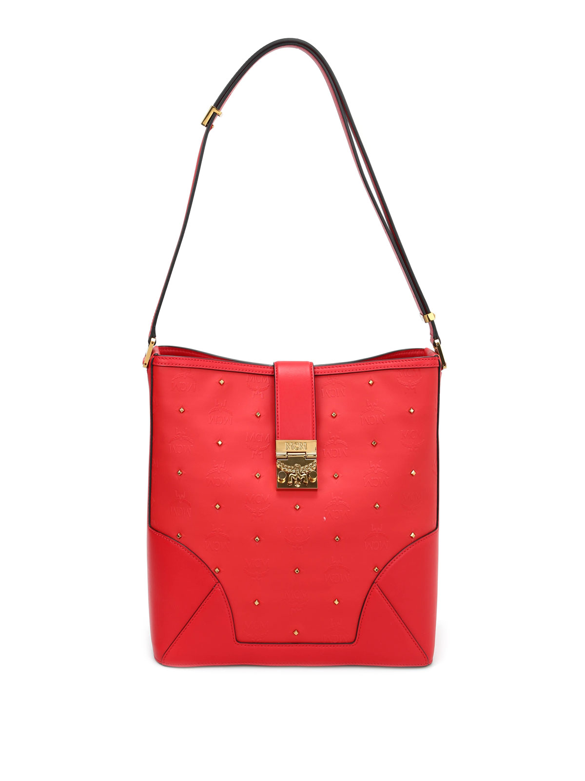 MCM RUBY RED Claudia Studs Bag MCM Visetos Studded Medium Stark M Backpack Red 462349  main image 3