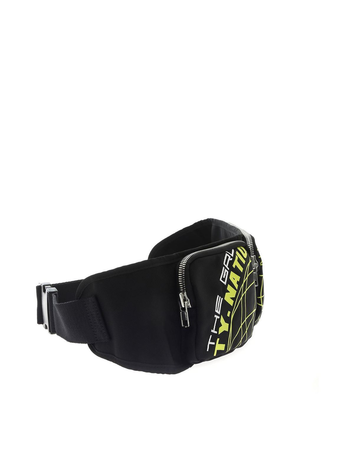 Shop Mcq By Alexander Mcqueen Black Belt Bag With Neon Prints In Negro
