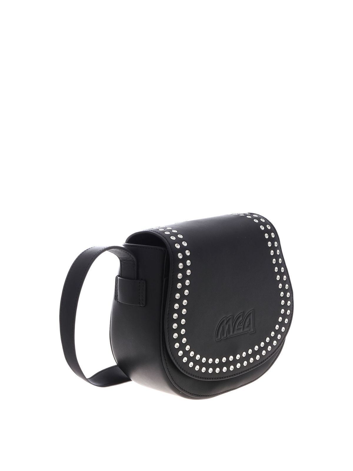 Shop Mcq By Alexander Mcqueen Black Studded Leather Bag In Negro