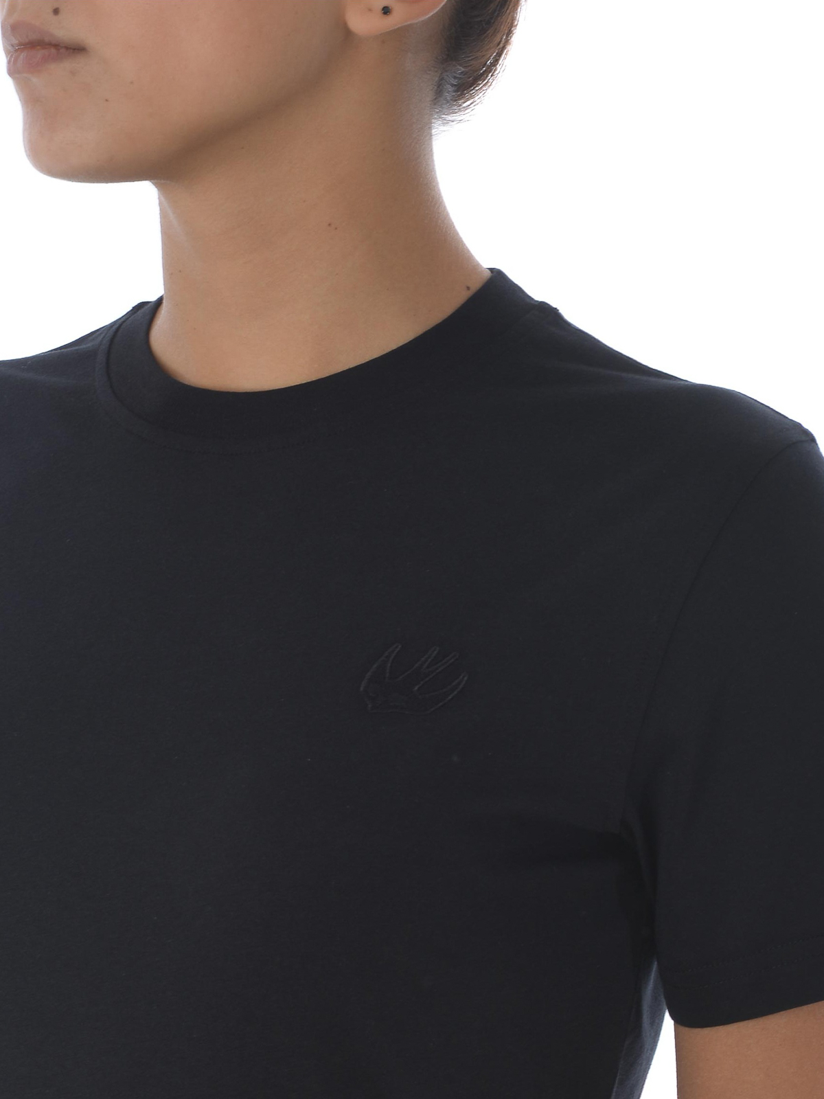 Shop Mcq By Alexander Mcqueen Front Logo Black Cotton T-shirt