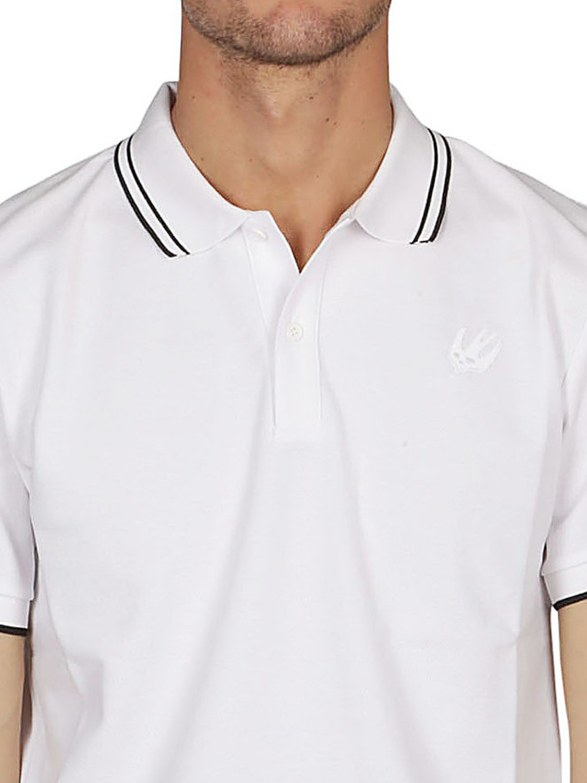 Shop Mcq By Alexander Mcqueen Swallow Embroidered White Polo Shirt