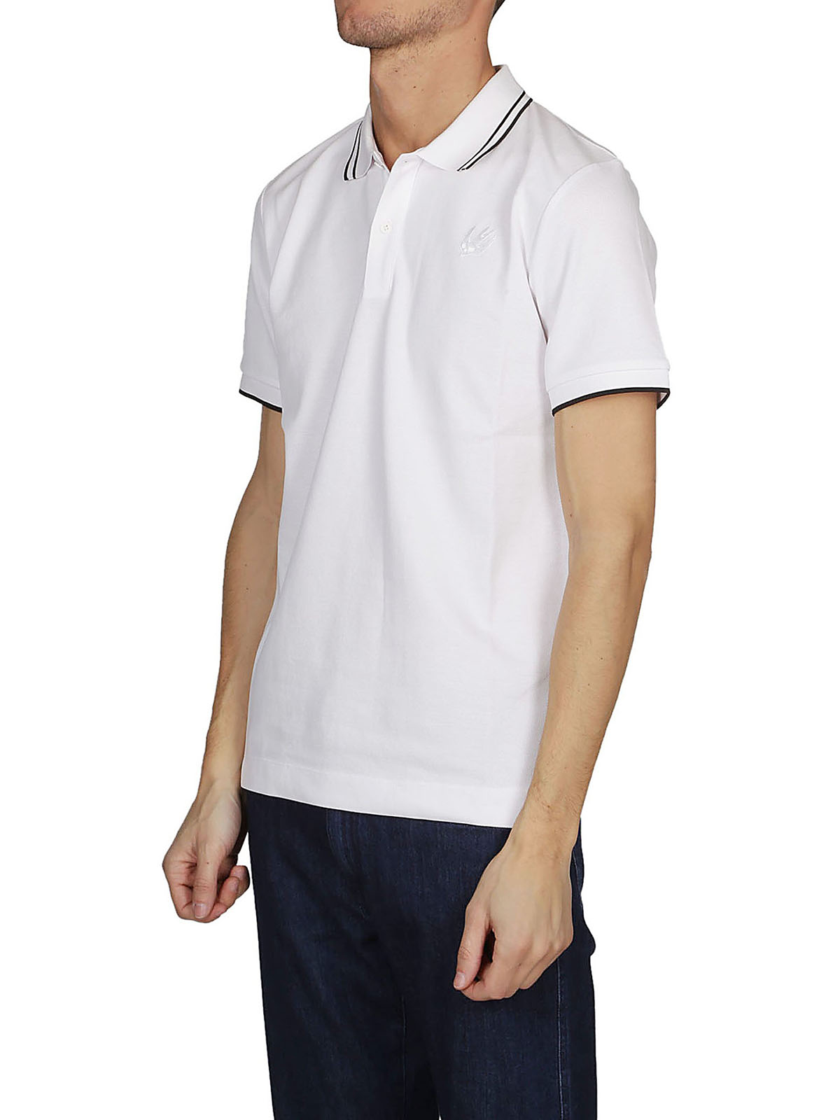 Shop Mcq By Alexander Mcqueen Swallow Embroidered White Polo Shirt