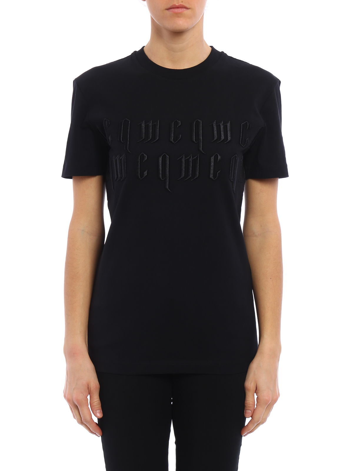 Mcq Embroidered cotton T-shirt - Black - Women|318978RJJ601000