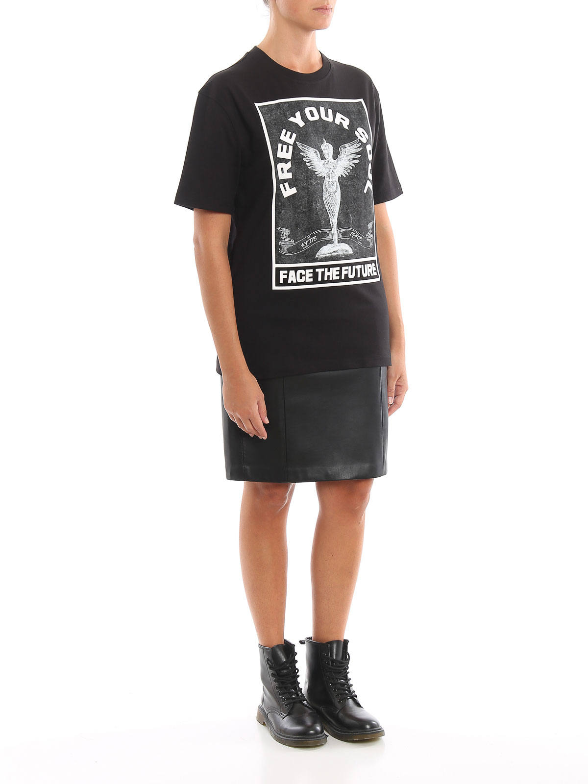 Shop Mcq By Alexander Mcqueen Camiseta - Free Your Soul In Black