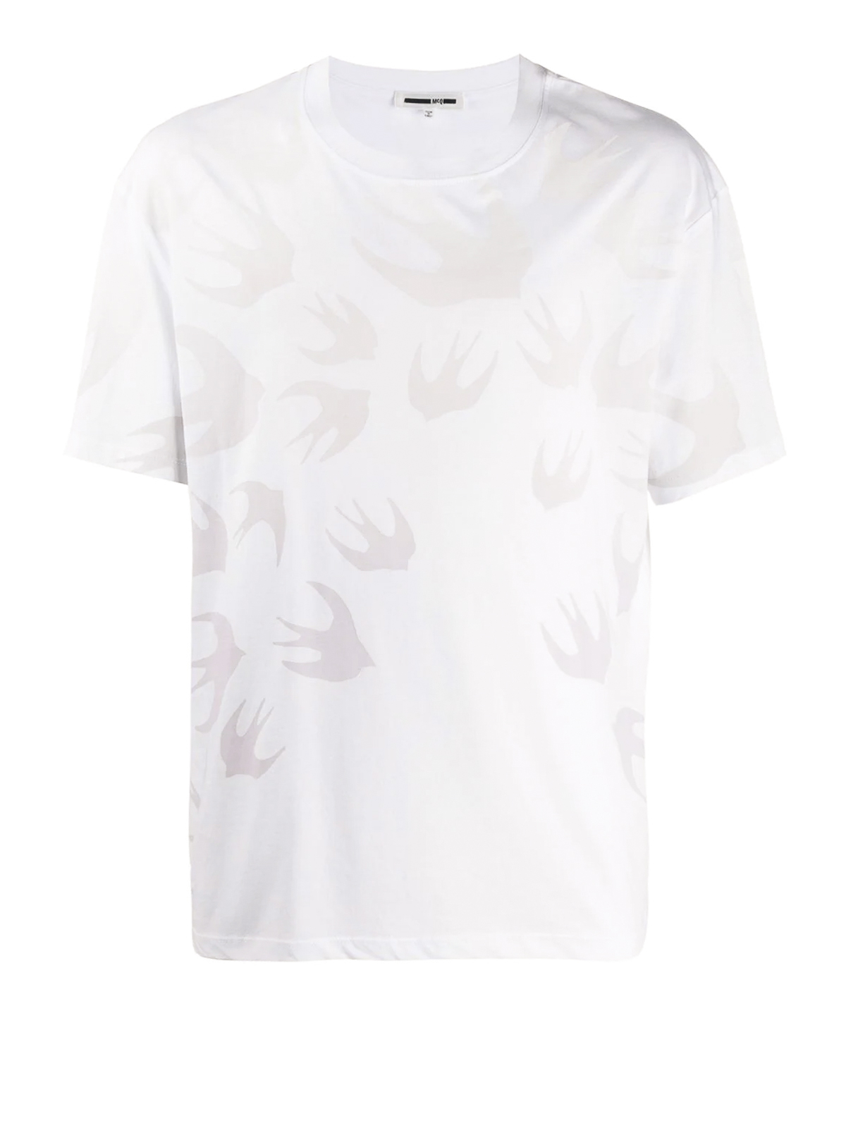 Mcq By Alexander Mcqueen Swallow Degradé Logo Printed T-shirt In White