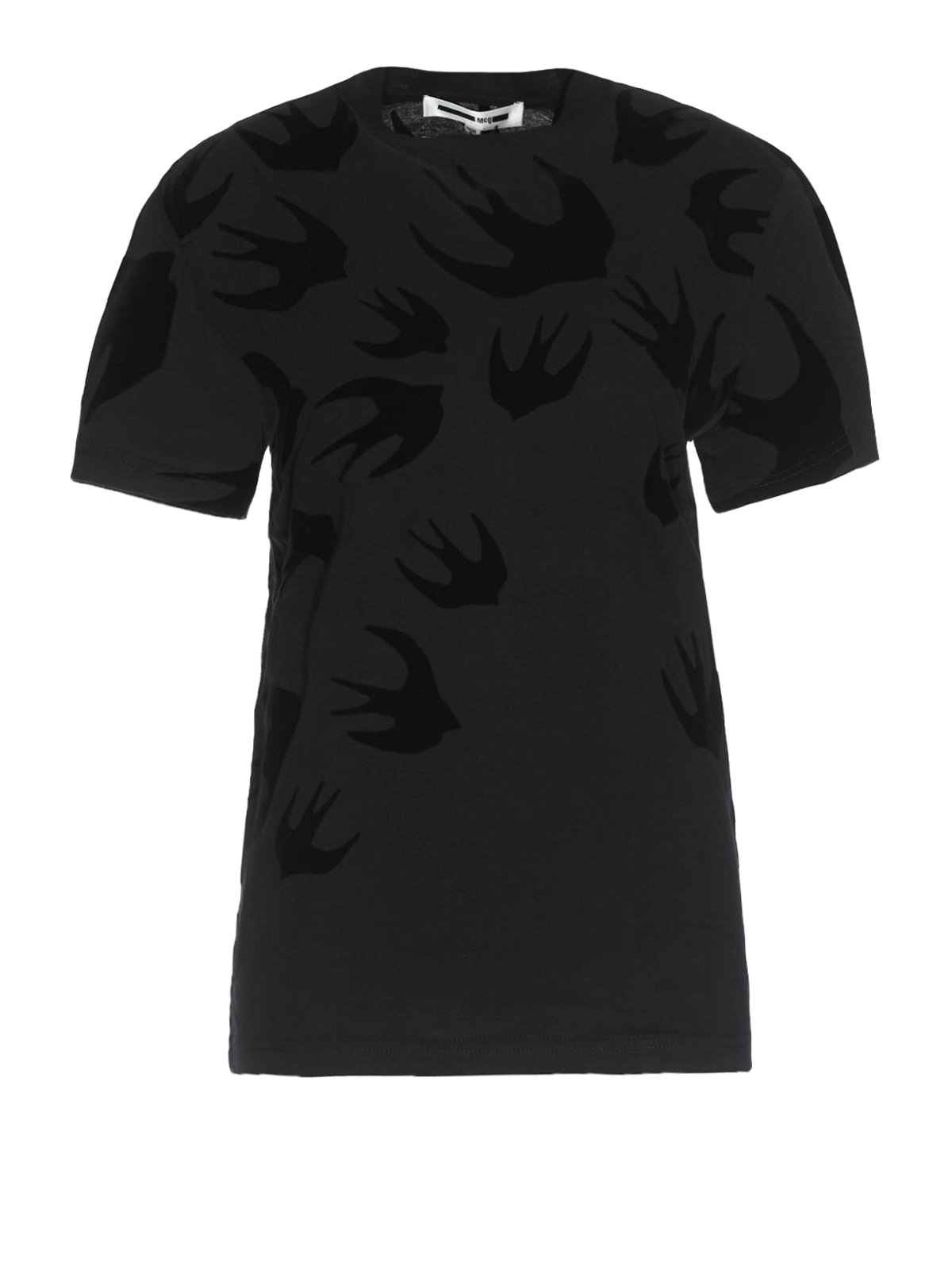 Mcq By Alexander Mcqueen Swallow Flock Print Black T-shirt
