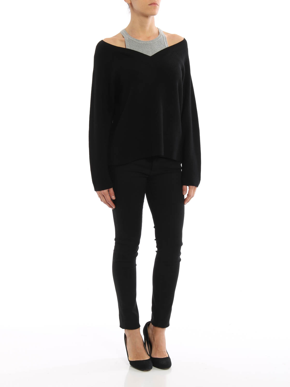 V necks T By Alexander Wang Merino off the shoulder sweater