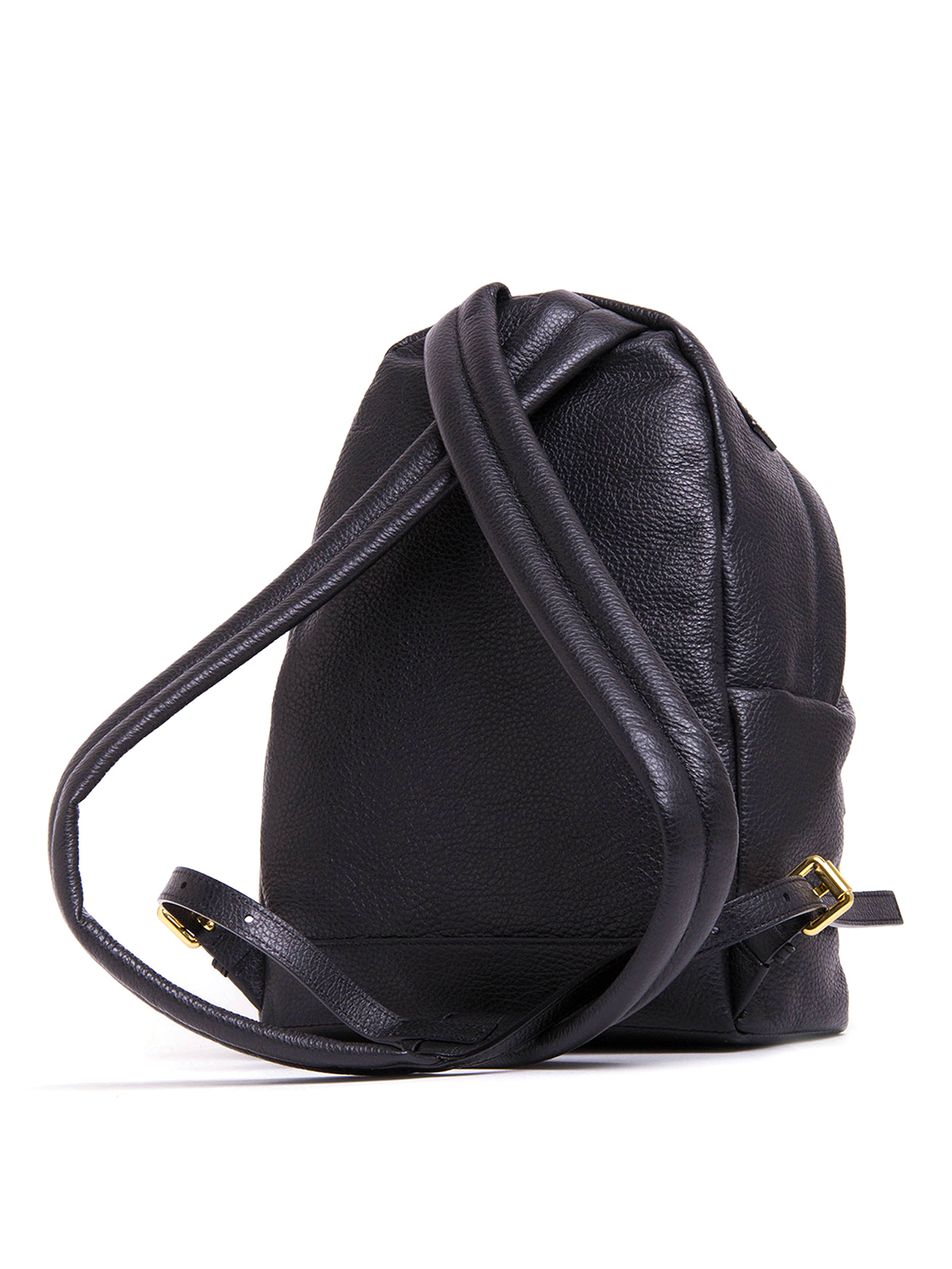 Moschino Metal logo leather backpack - Black - Women