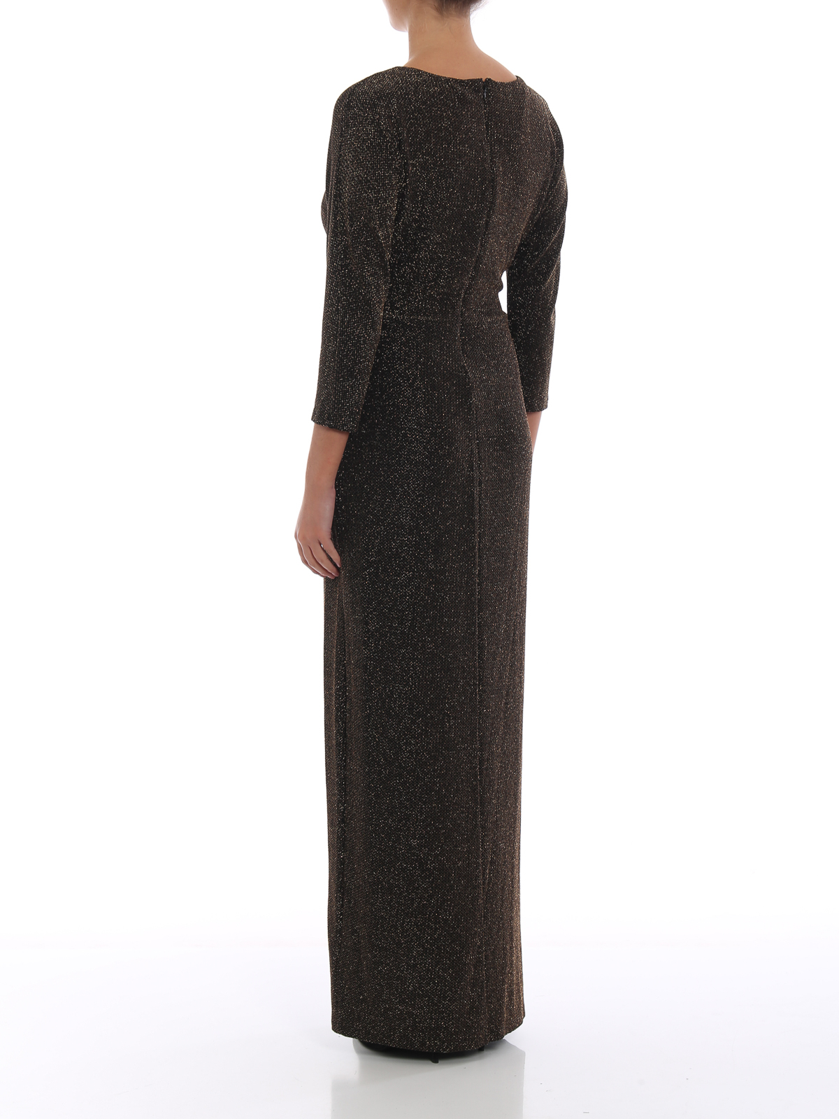Ralph Lauren Metallic gold jersey wrap long dress|253717021001 Ralph Lauren Metallic gold jersey wrap long dress|253717021001