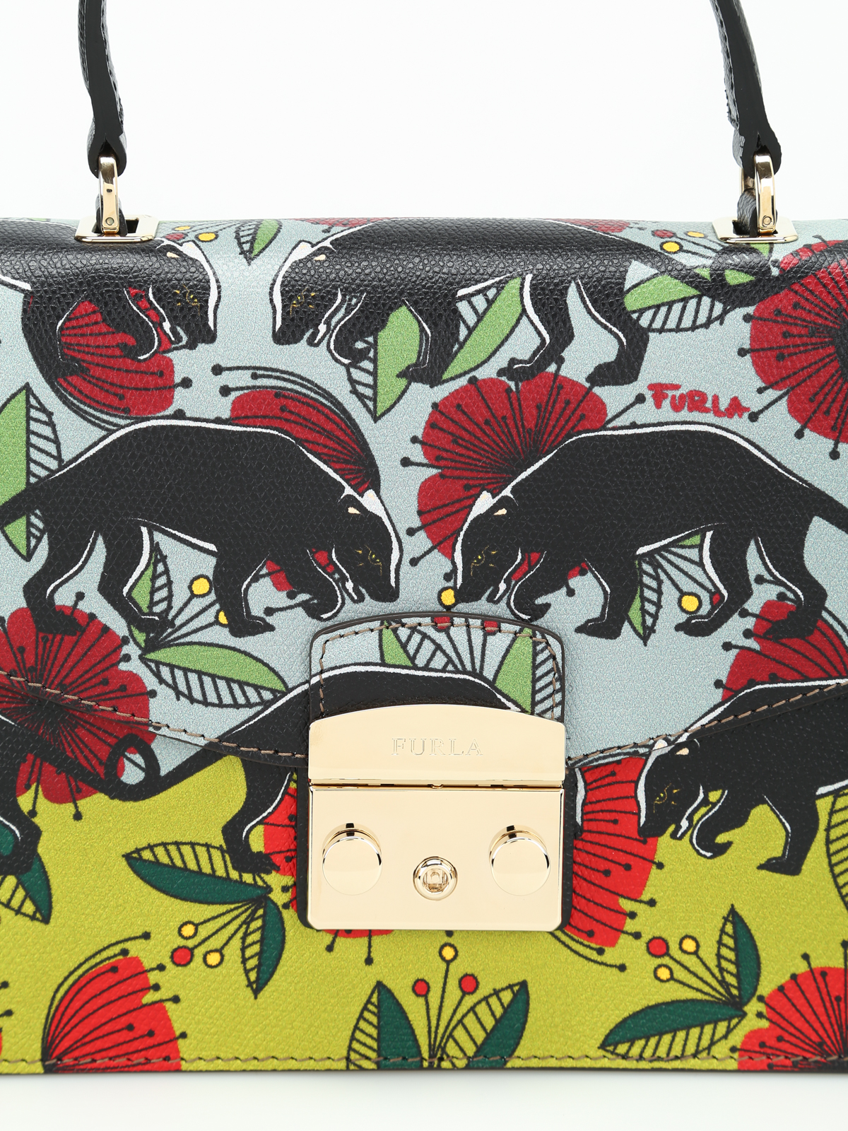 【美品・レア】FURLA metropolis jungle ショルダーバッグ猫 Furla Metropolis Jungle cross body bag - Grey - Women|881174