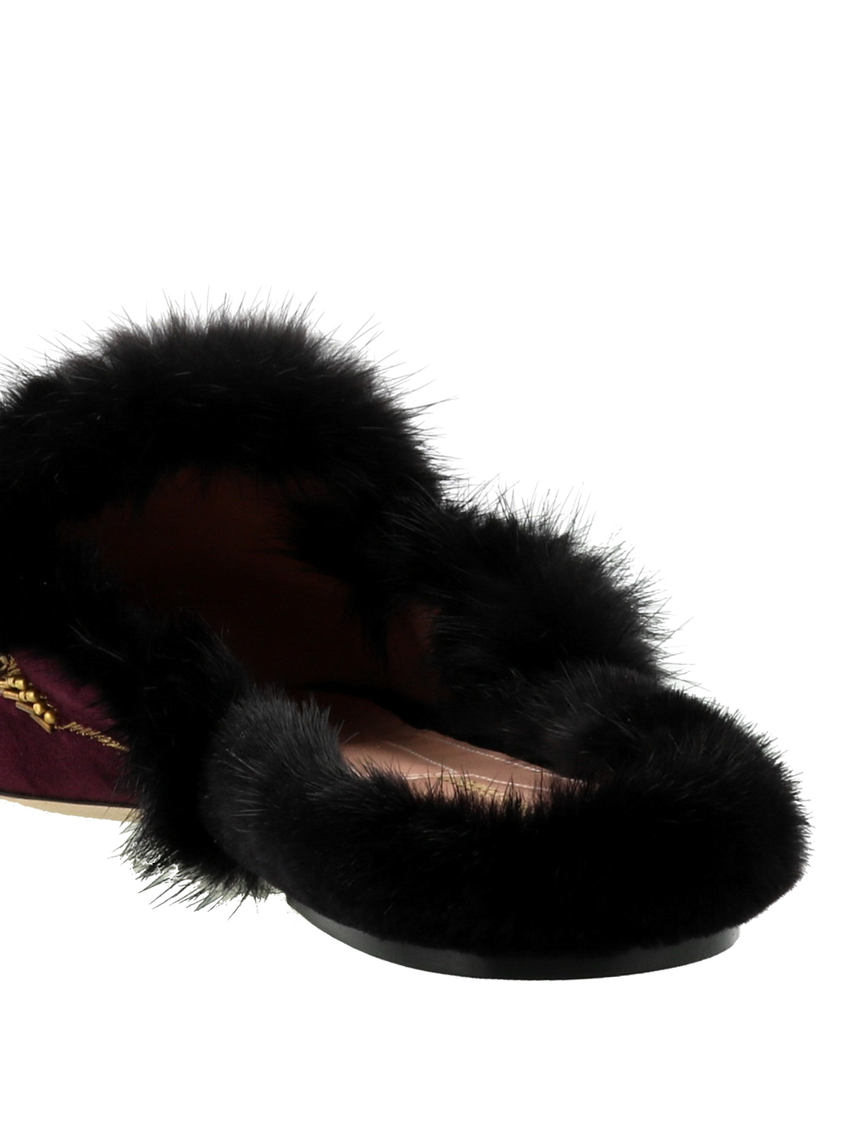 Loafers & Slippers Alberta Ferretti - Mia mink fur trimmed velvet slipper -  662182060192