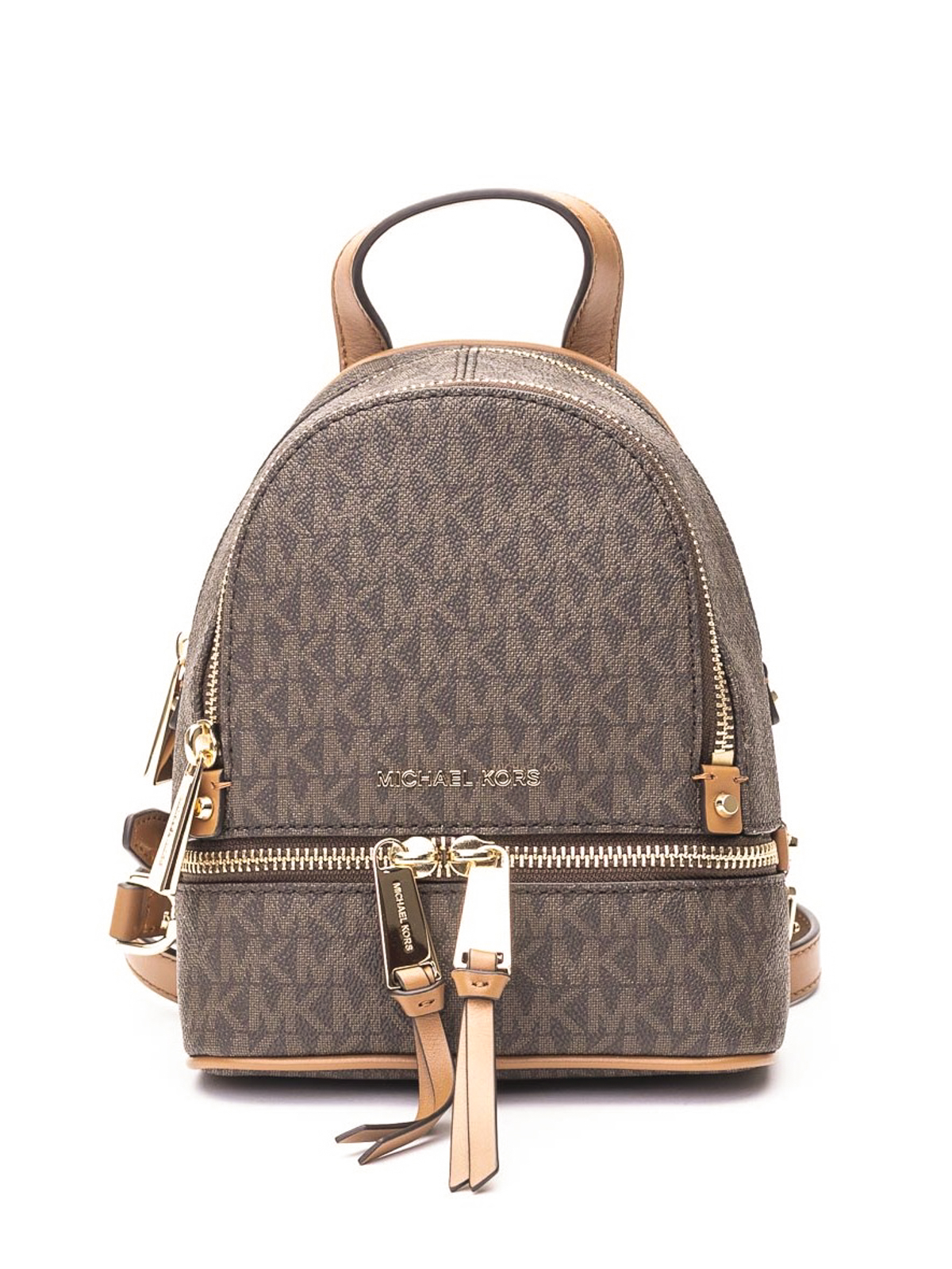 Michael Kors Adina Medium Double Zip Backpack in Brown Signature Logo Print  Coated Canvas and Leather Details  Womens Backpack  Lazada PH