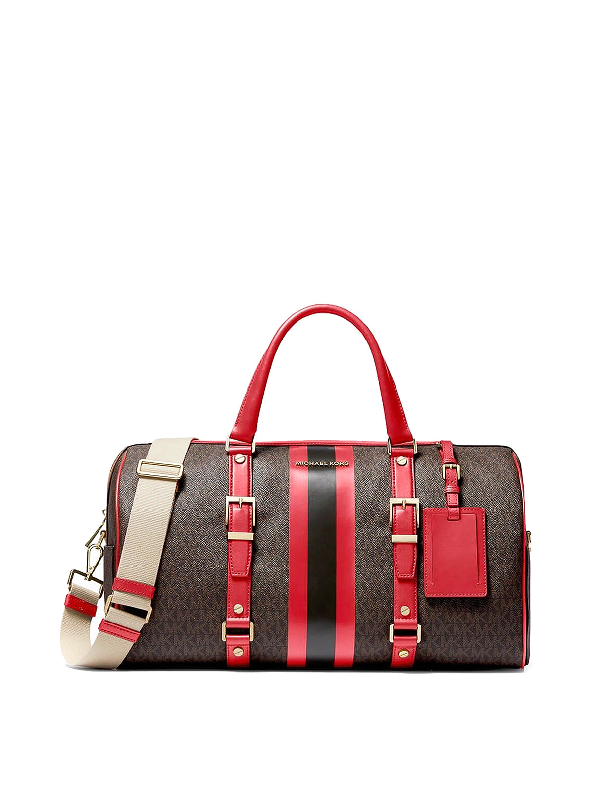 Michael Kors Bedford Large Bowling Satchel Leather Red