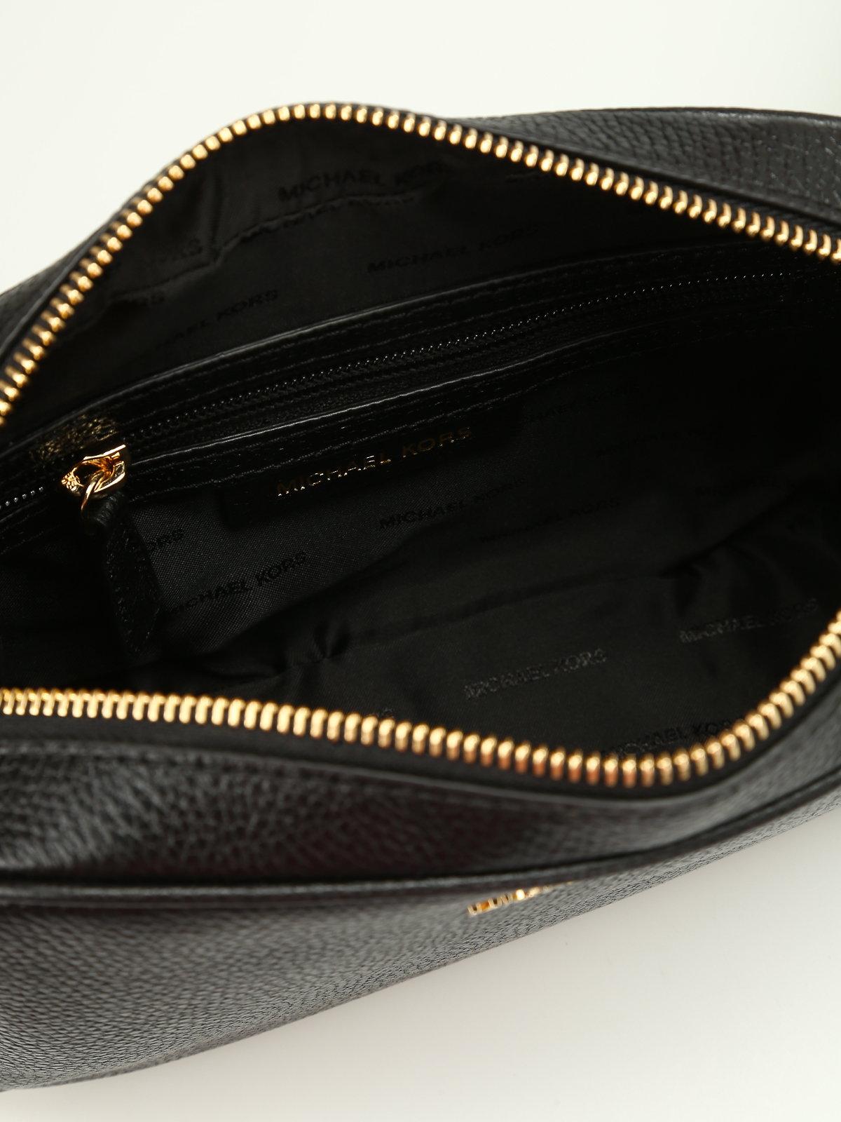 Shop Michael Kors Ginny Leather Camera Bag In Black