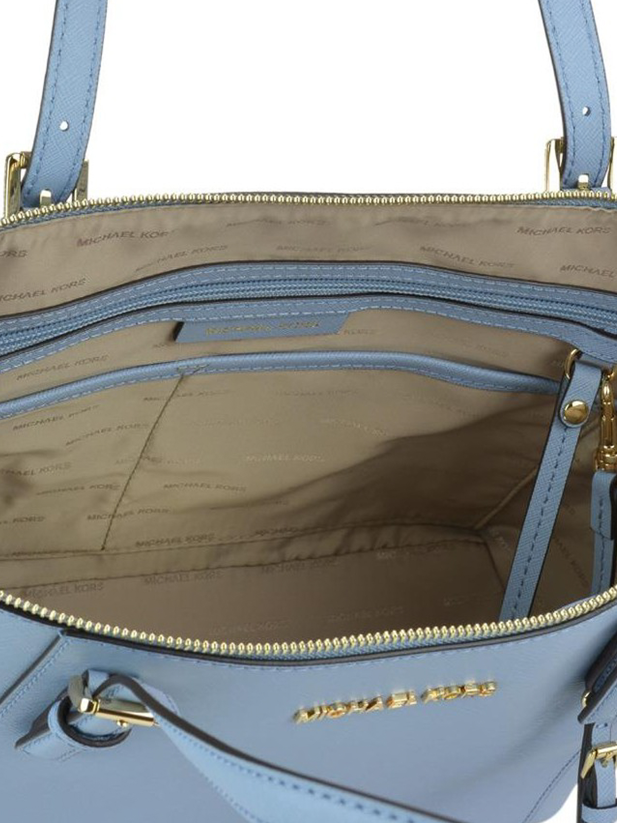 Michael Kors Mercer Extra Small Pebbled Leather Crossbody PALE BLUE Bag  35H1SM9C0L