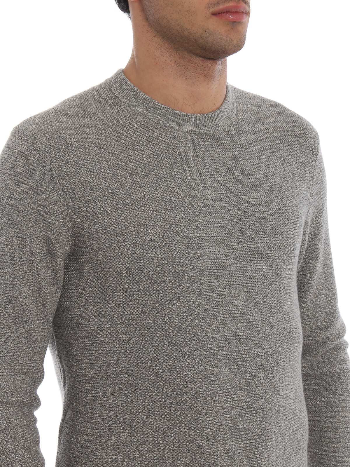 Shop Michael Kors Light Grey Soft Cotton And Wool Sweater