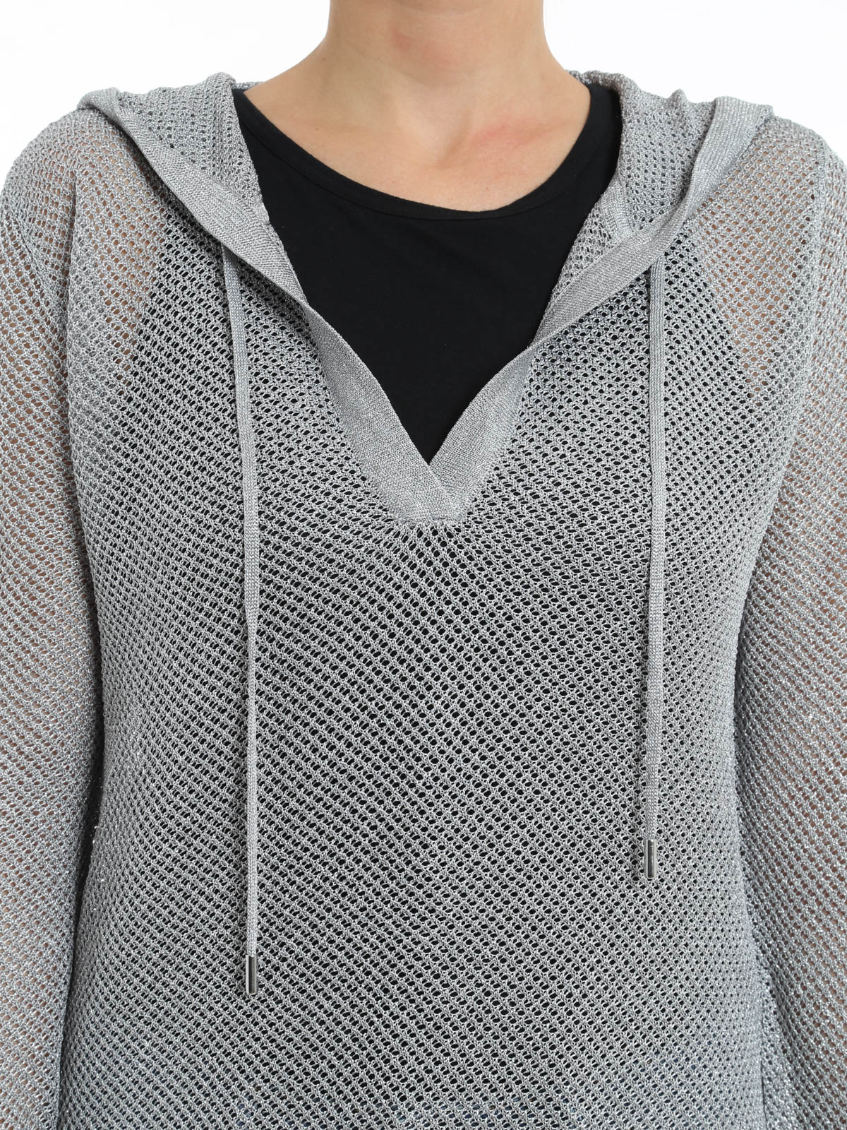 Michael Kors Mesh hoodie Silver Women MU56MJZDJ0