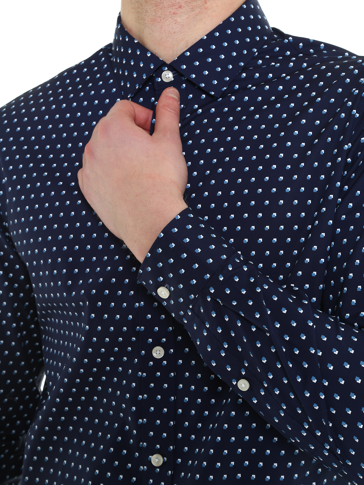 Shop Michael Kors Patterned Cotton Shirt In Blue