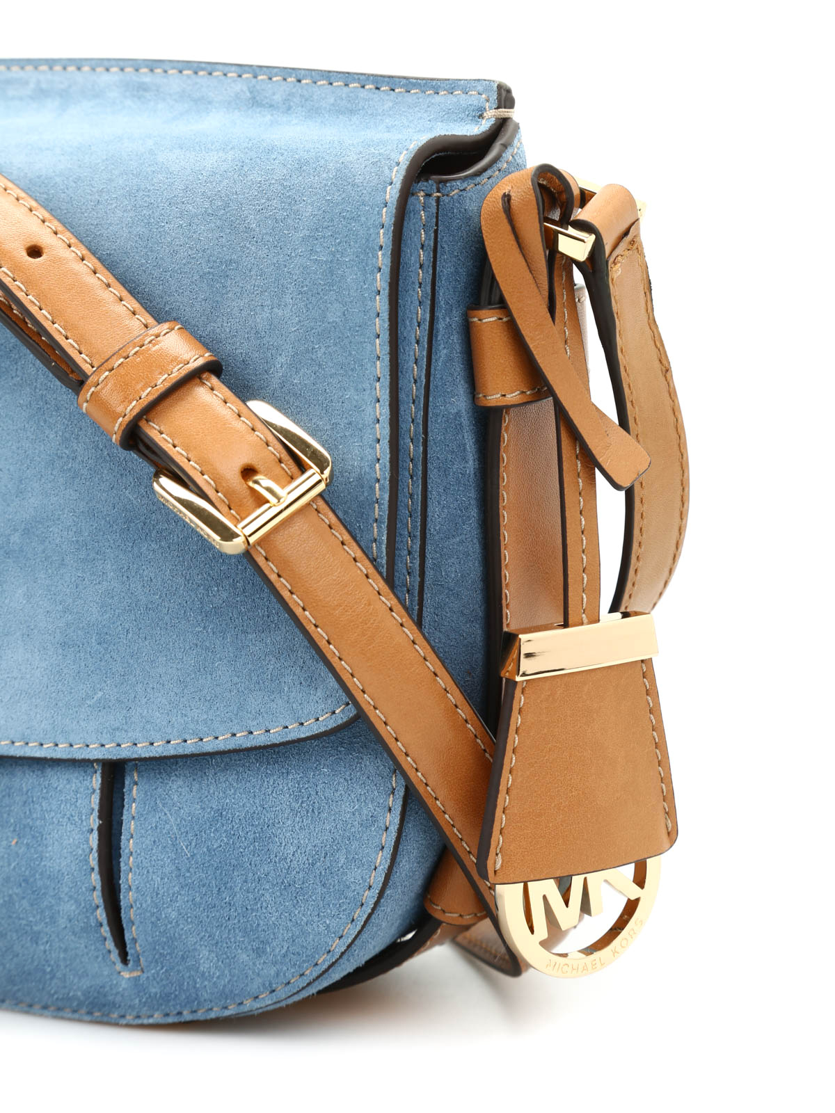 Michael Kors, Bags, Michael Kors Romy Medium Blue Suede Backpack