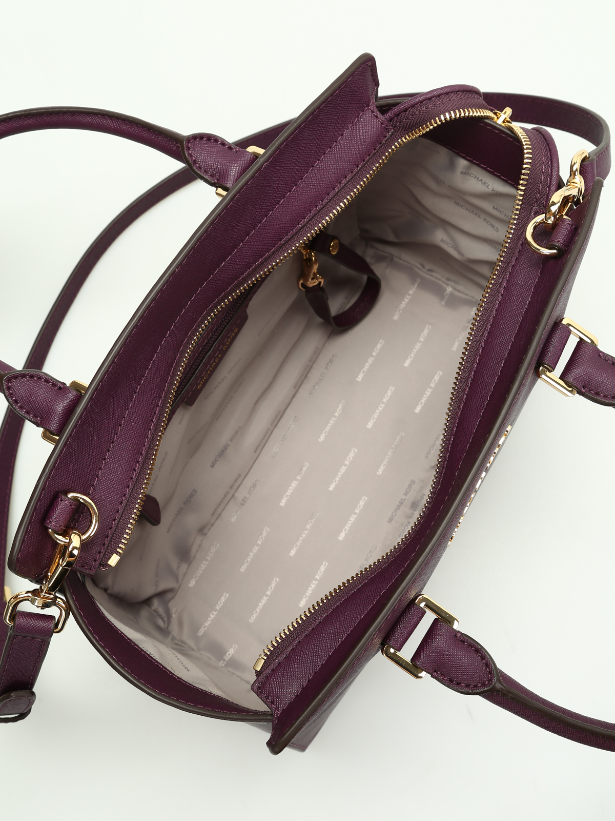Michael Kors Selma Saffiano Leather Medium Top Zip Satchel Bag