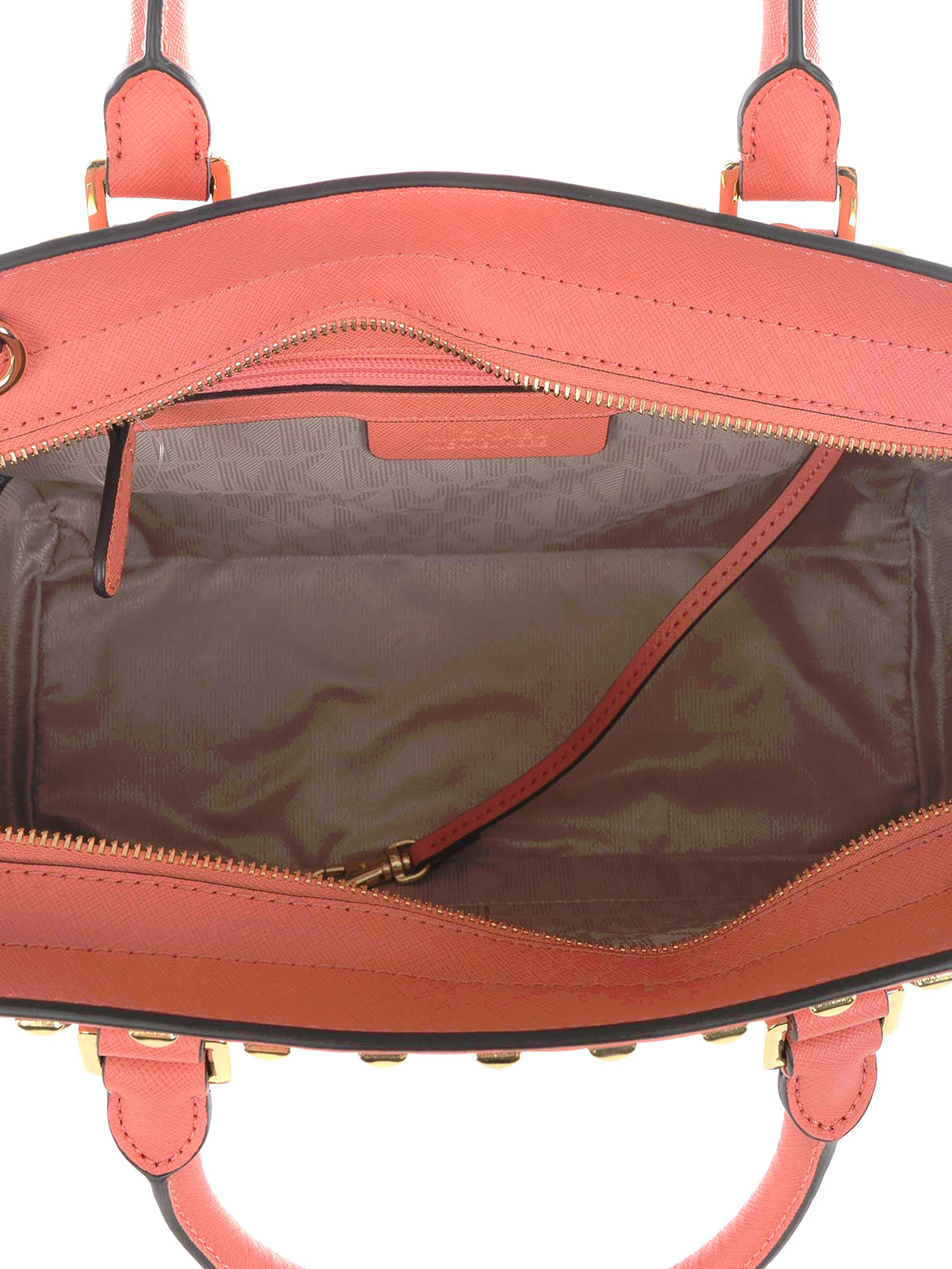 Michael Kors Selma Medium Studded Leather Messenger Bag Red