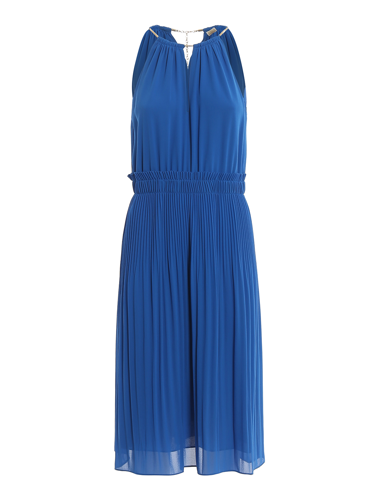 Michael Kors Pleated crepe halter neck dress|MU78X037R3405