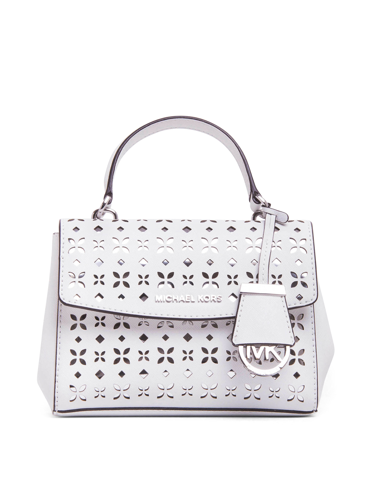 Ava Extra-Small Perforated-Leather Crossbody - White/Silver -  32T6SAVC5U-764 