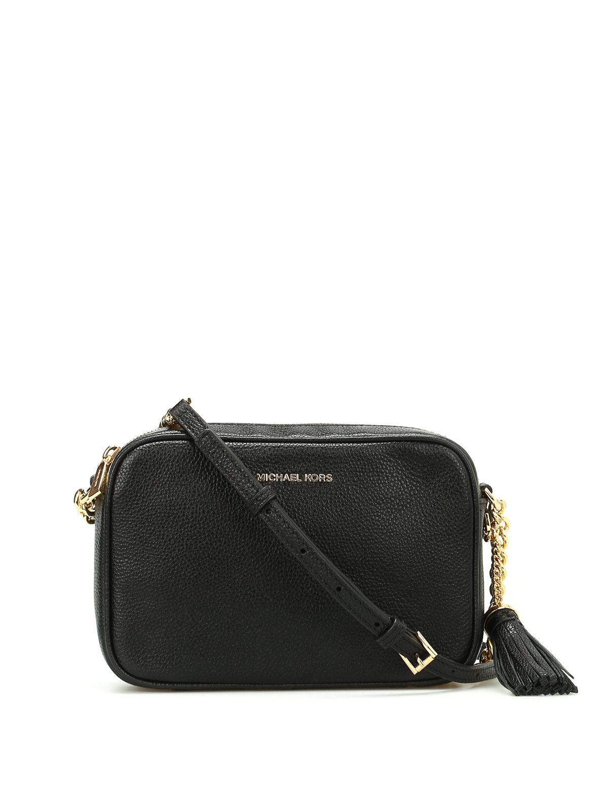 Shop Michael Kors Ginny Leather Camera Bag In Black