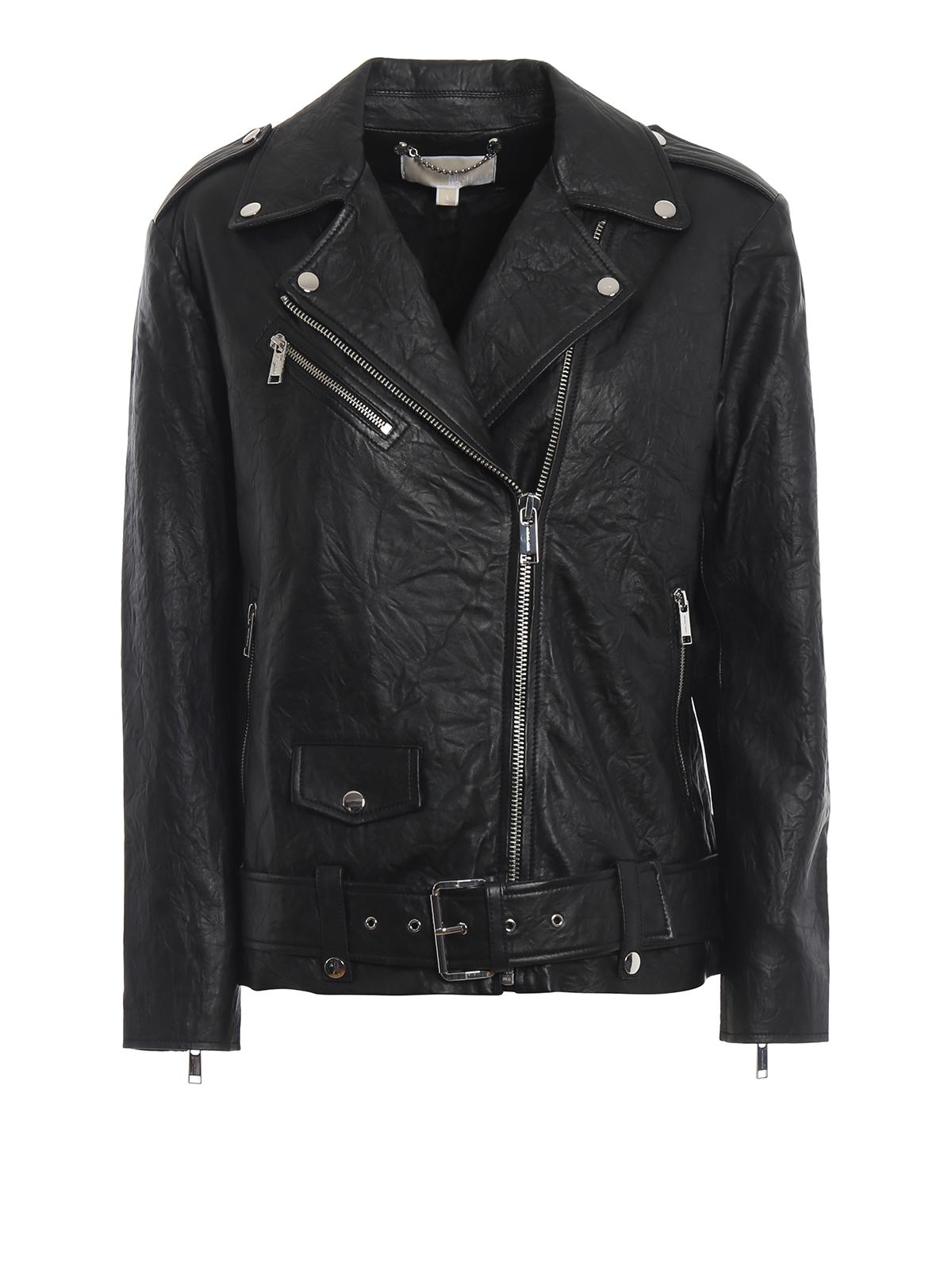 Michael Kors Cropped Leather Moto Jacket in Brown  Lyst