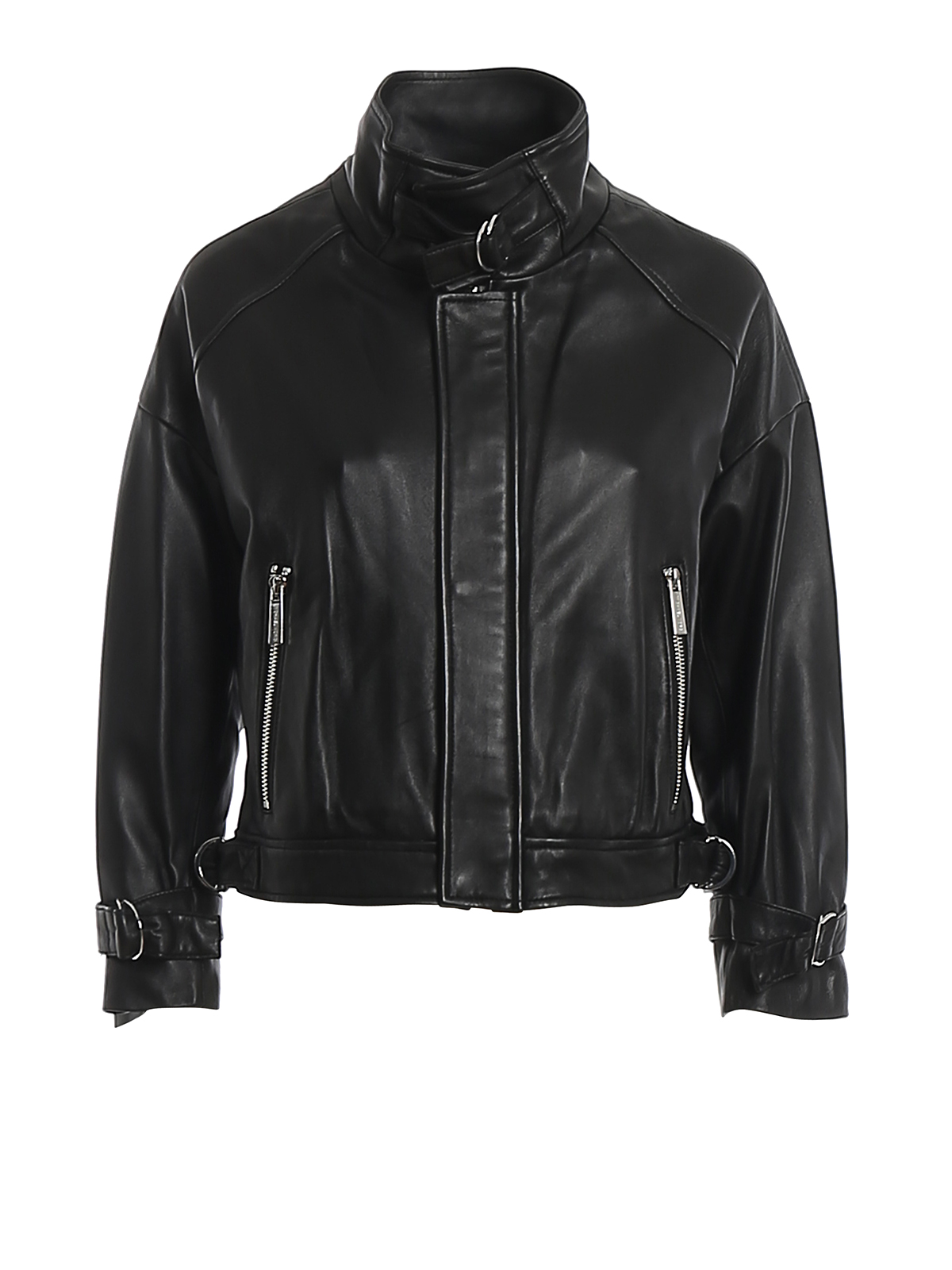 Michael Kors Leather Knittrim Motorcycle Jacket in Black  Lyst