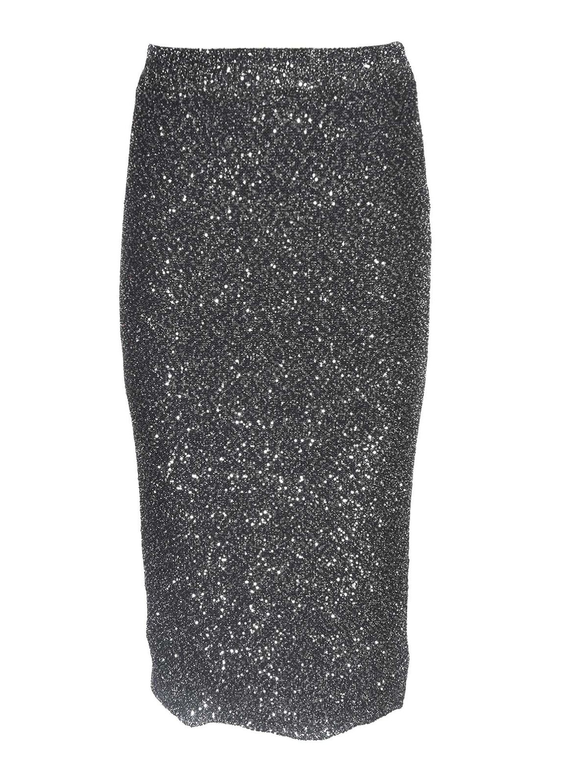 Long skirts Michael Kors Micro sequins skirt in black and silver MF07F66FJVSILVER