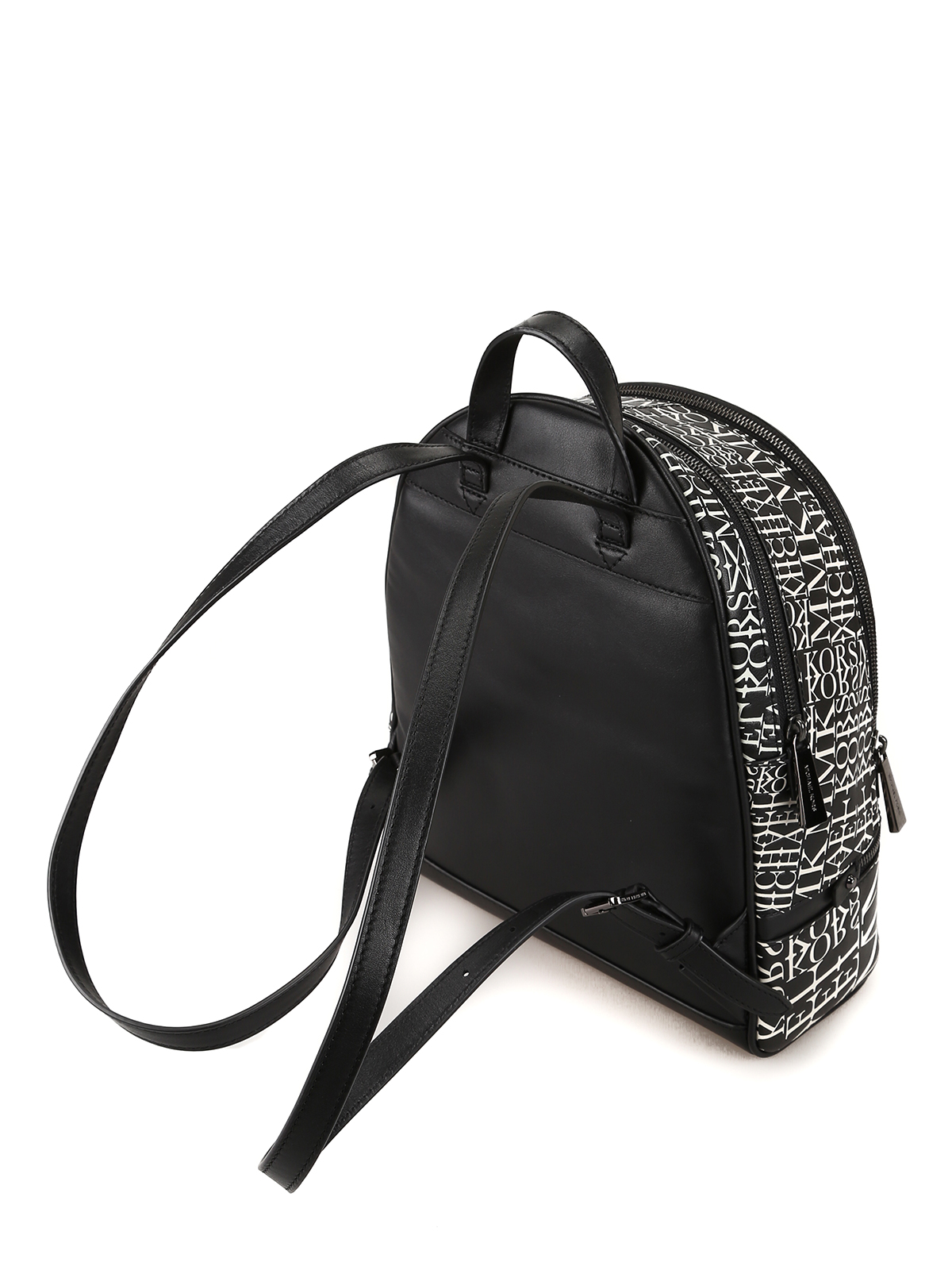 Michael Kors White & Black Rhea Medium Leather Backpack