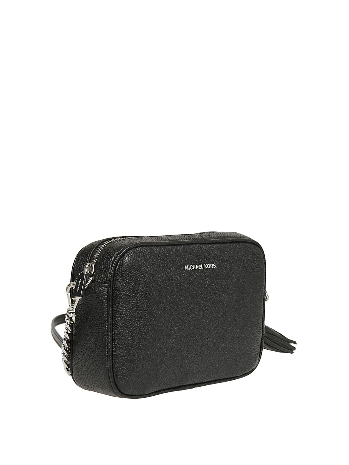 Shop Michael Kors Ginny Black Leather Cross Body Bag